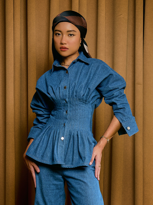 Vera Denim Top in Vintage Blue