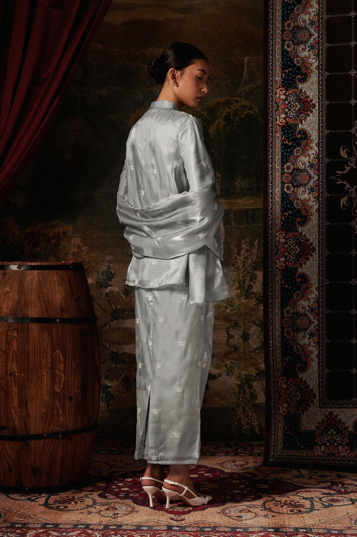 Anastasia Kurung in Silver Sage