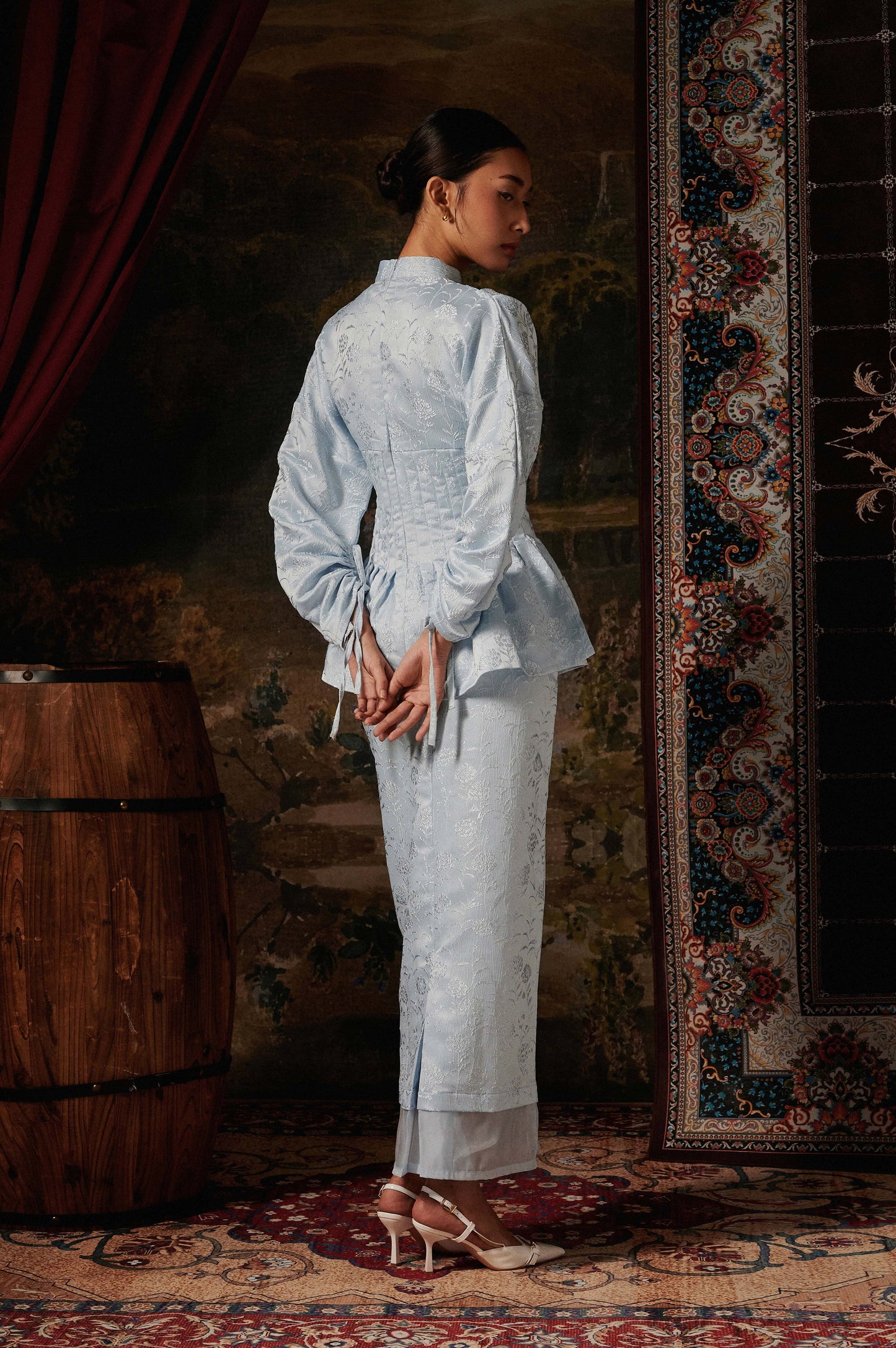 Veloura Jacquard Kurung in Baby Blue