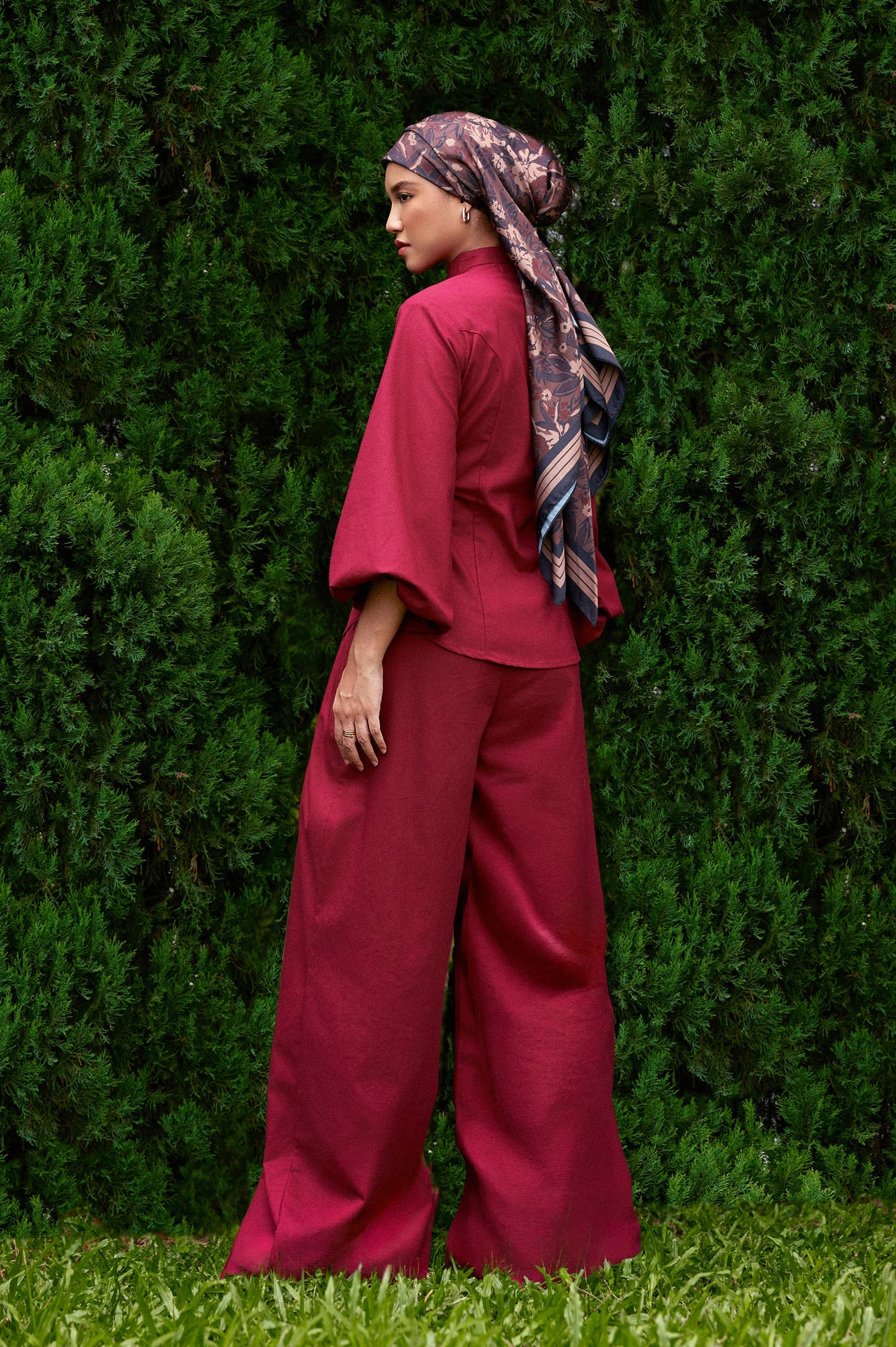 Gianni Cotton-Linen Top in Magenta