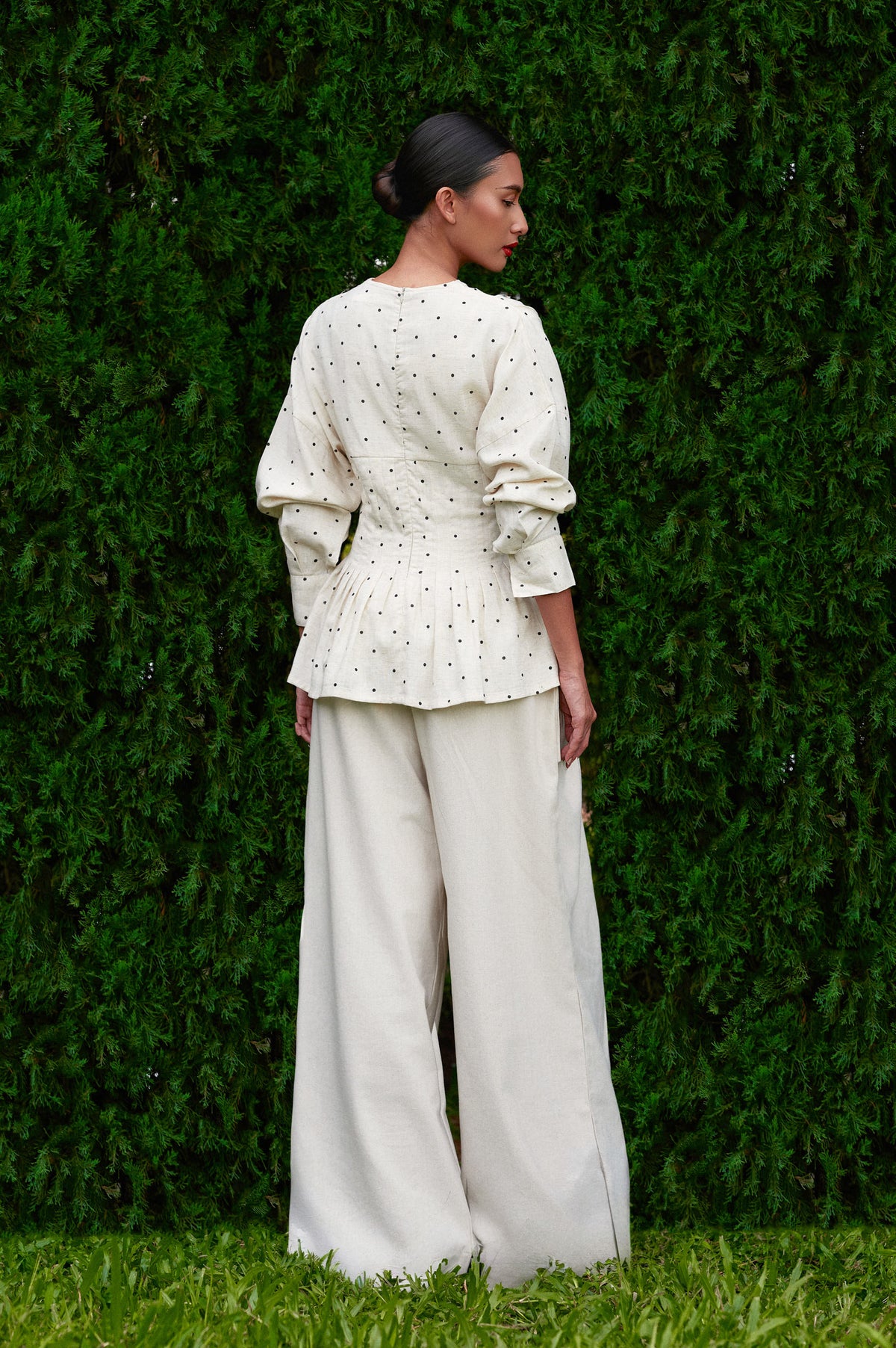 Valerie Polka Tencel-Linen Top in Raw Linen