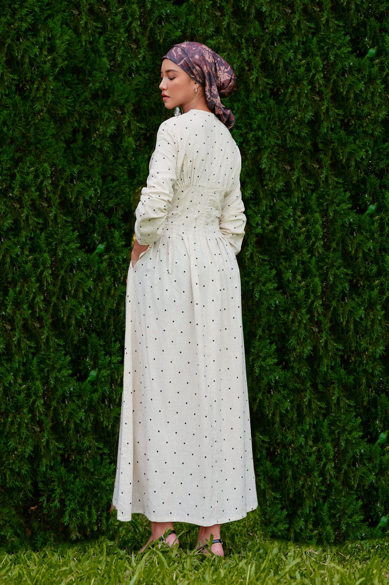 Mally Polka Tencel-Linen Dress in Raw Linen