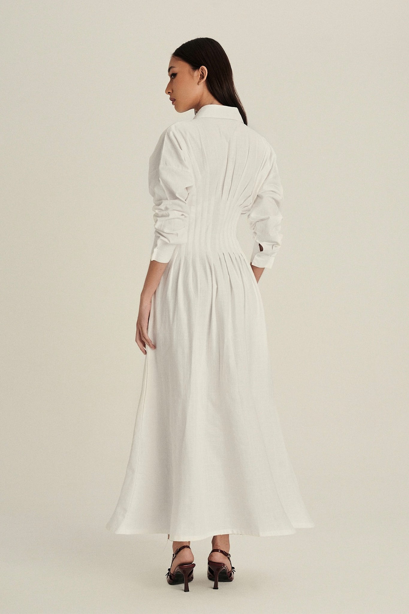 Vera Linen Dress in Off-White