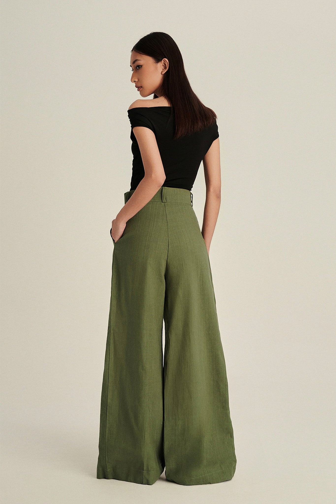 Verna Linen Pants in Olive