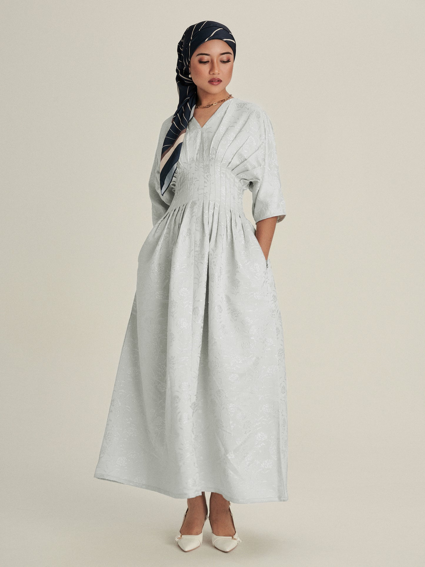 Verona Jacquard Dress in Sage Mint