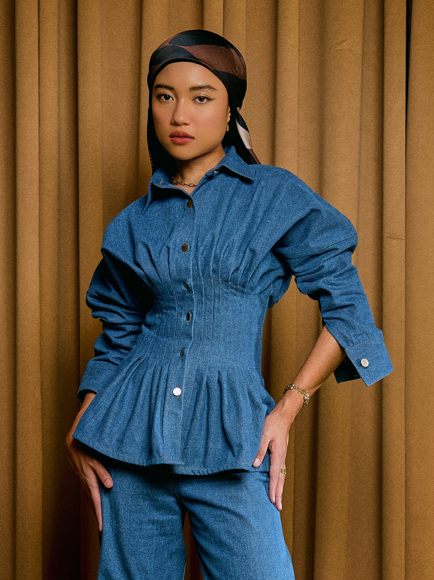 Vera Denim Top in Vintage Blue