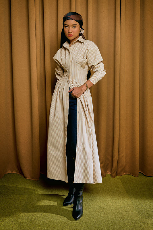 Ava Stripe Dress in Butterscotch