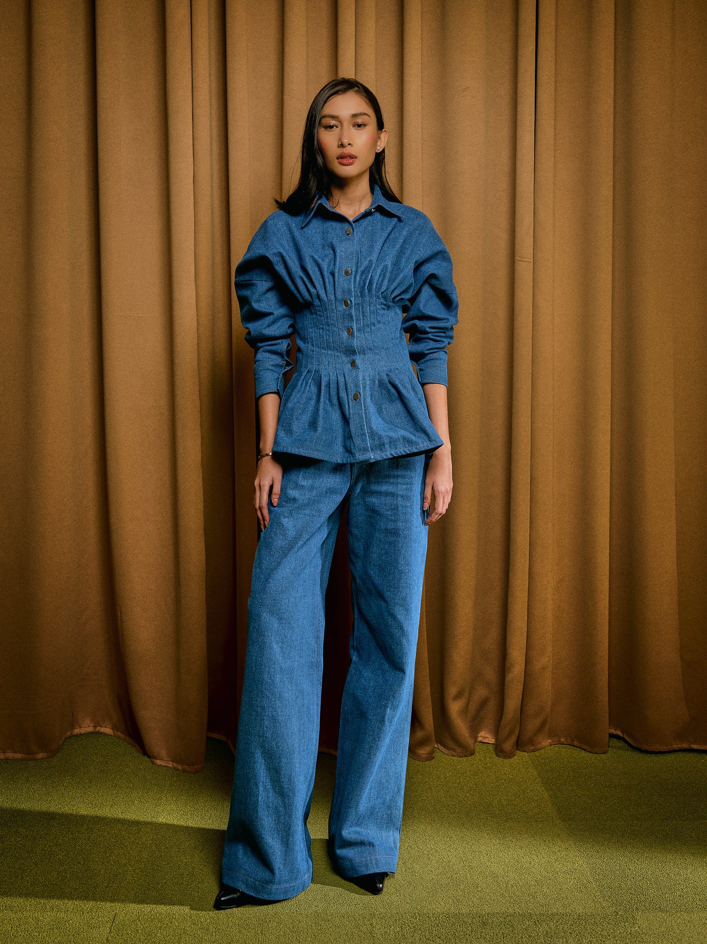 Vera Denim Top in Vintage Blue