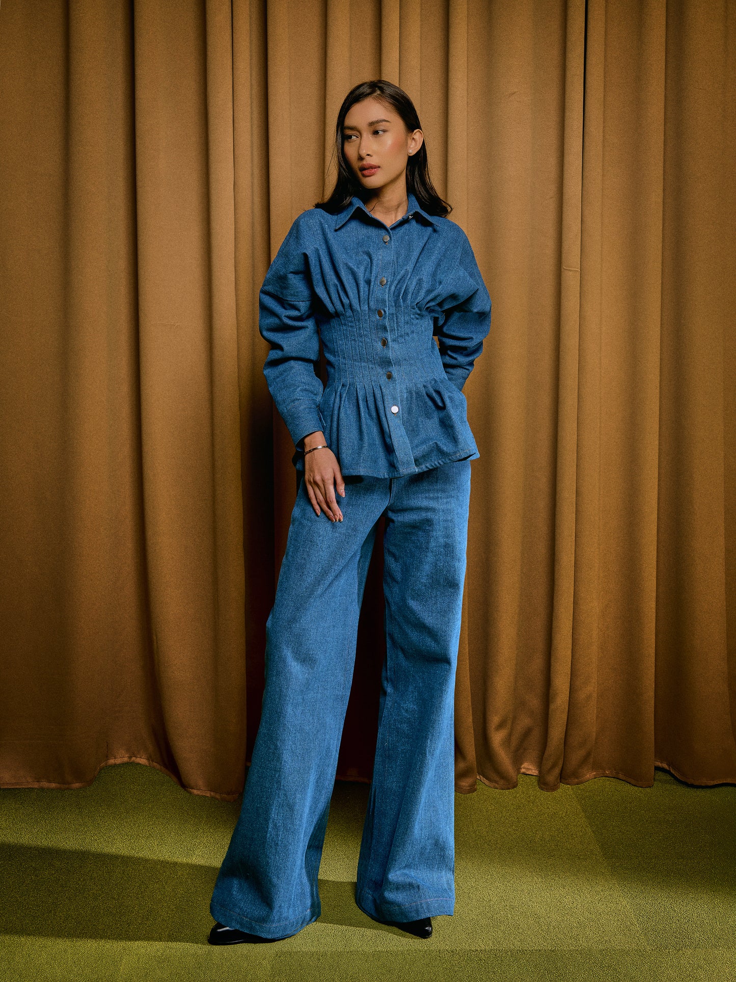 Vera Denim Top in Vintage Blue