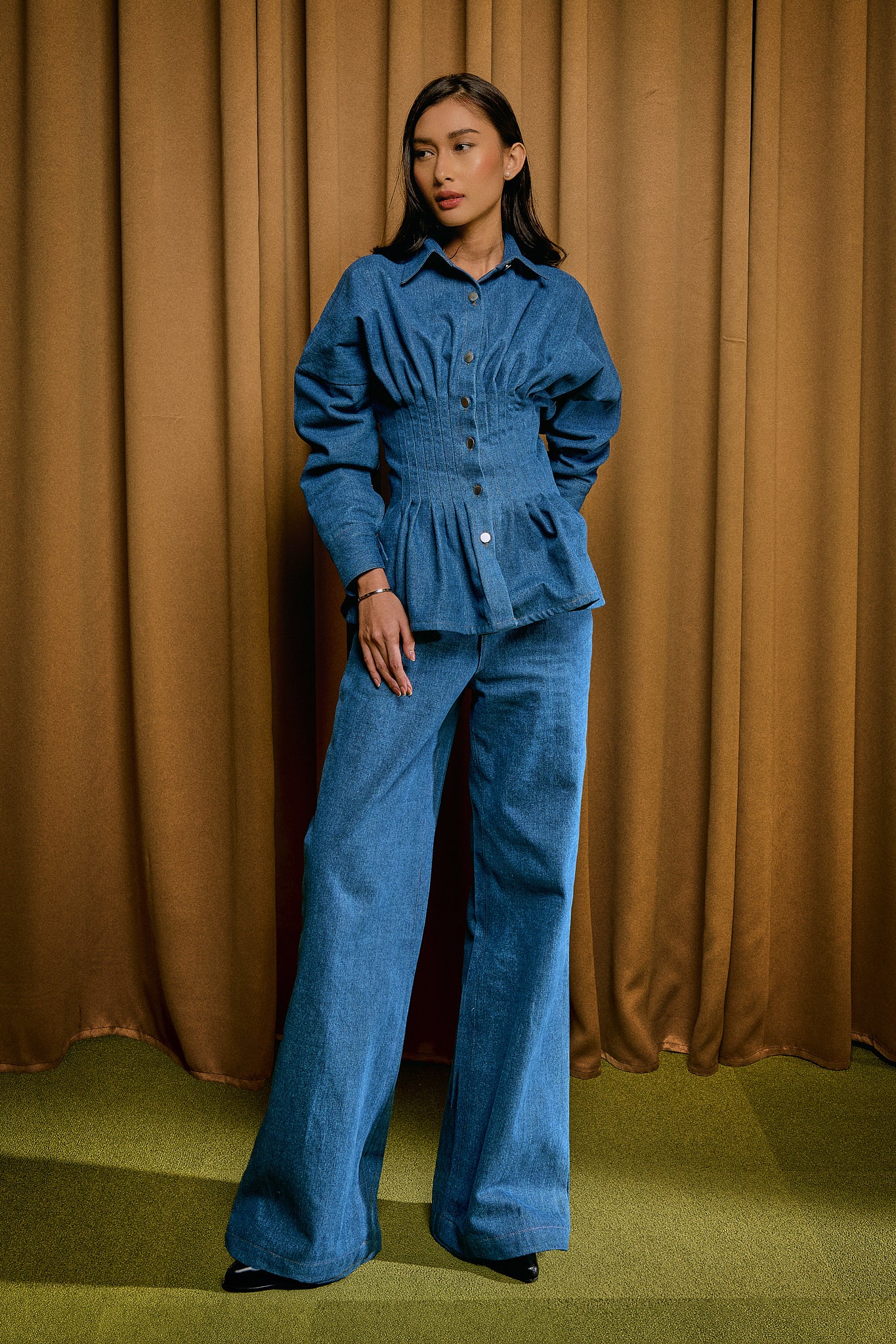 Vera Denim Top in Vintage Blue