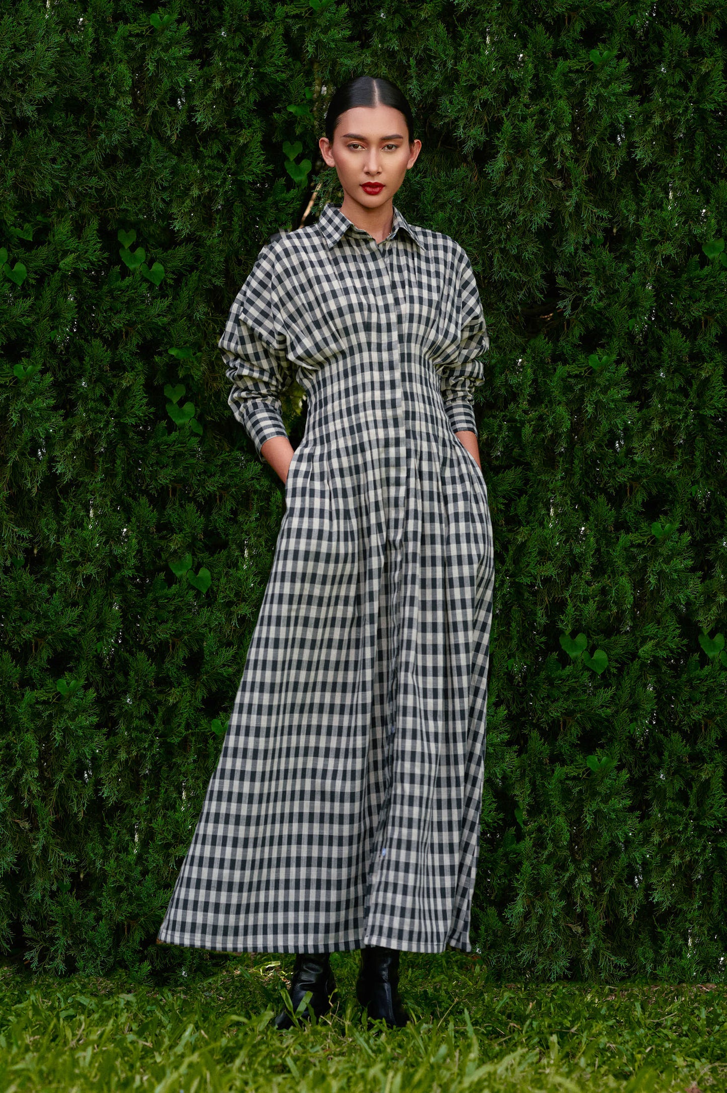 Vera Cotton Gingham Dress in Monochrome (Special Edition)