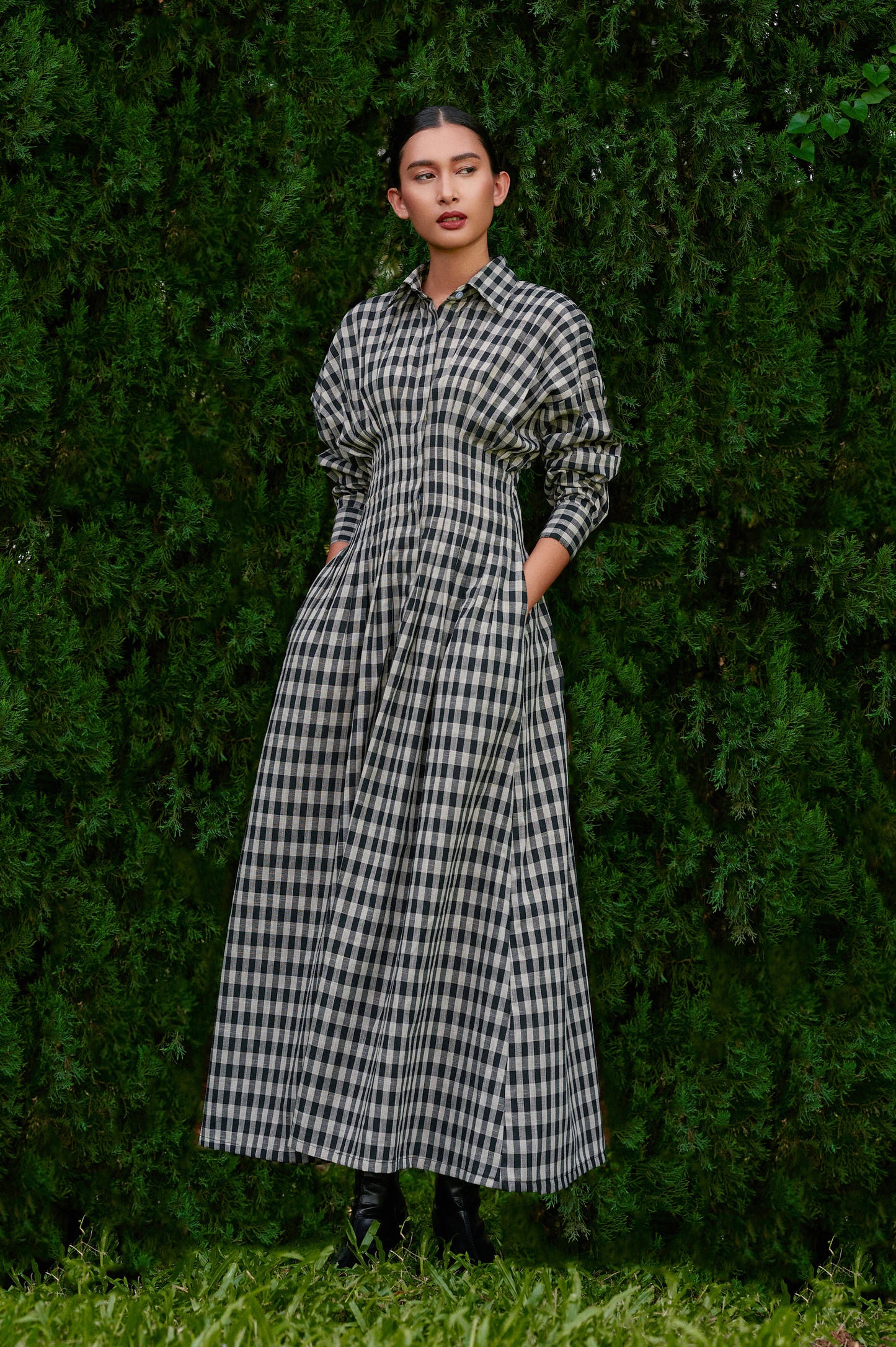 Vera Cotton Gingham Dress in Monochrome (Special Edition)