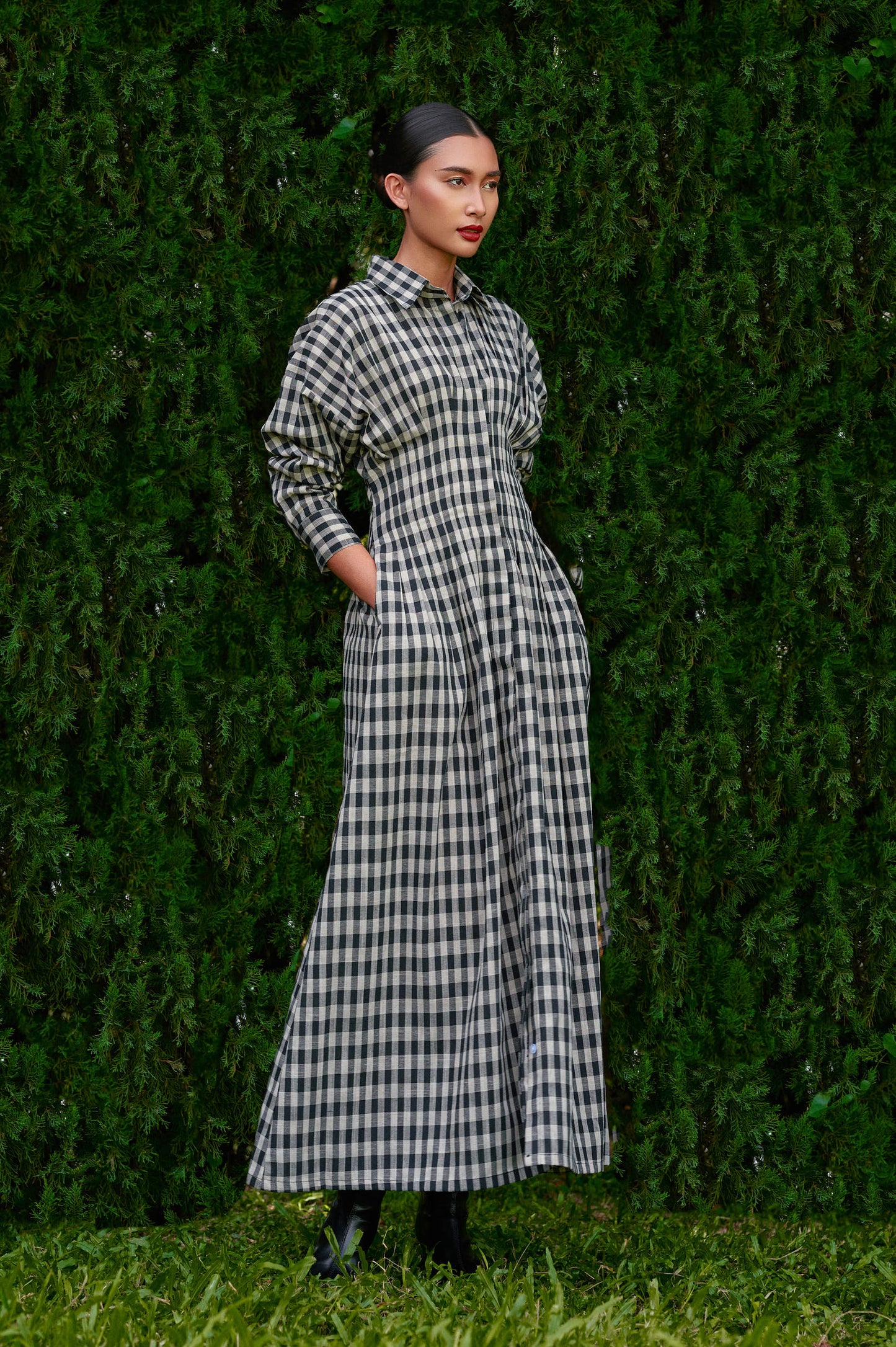 Vera Cotton Gingham Dress in Monochrome (Special Edition)