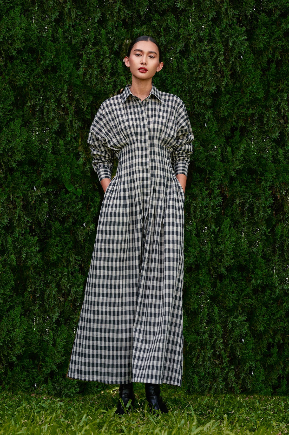 Vera Cotton Gingham Dress in Monochrome (Special Edition)