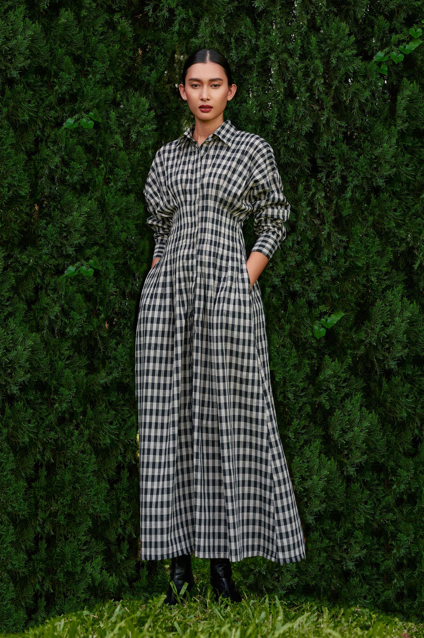 Vera Cotton Gingham Dress in Monochrome (Special Edition)