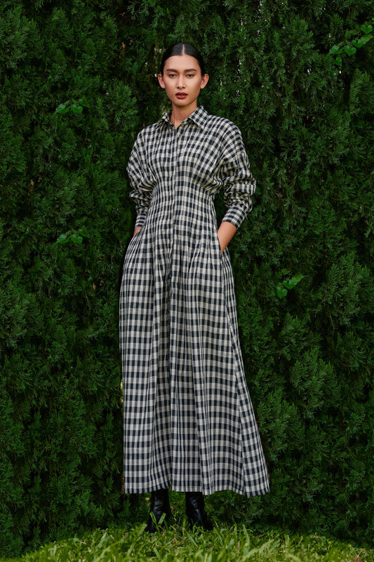 Vera Cotton Gingham Dress in Monochrome (Special Edition)