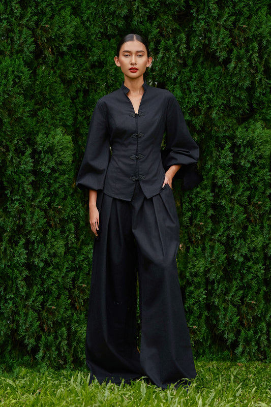 Vierra Cotton-Linen Pants in Midnight