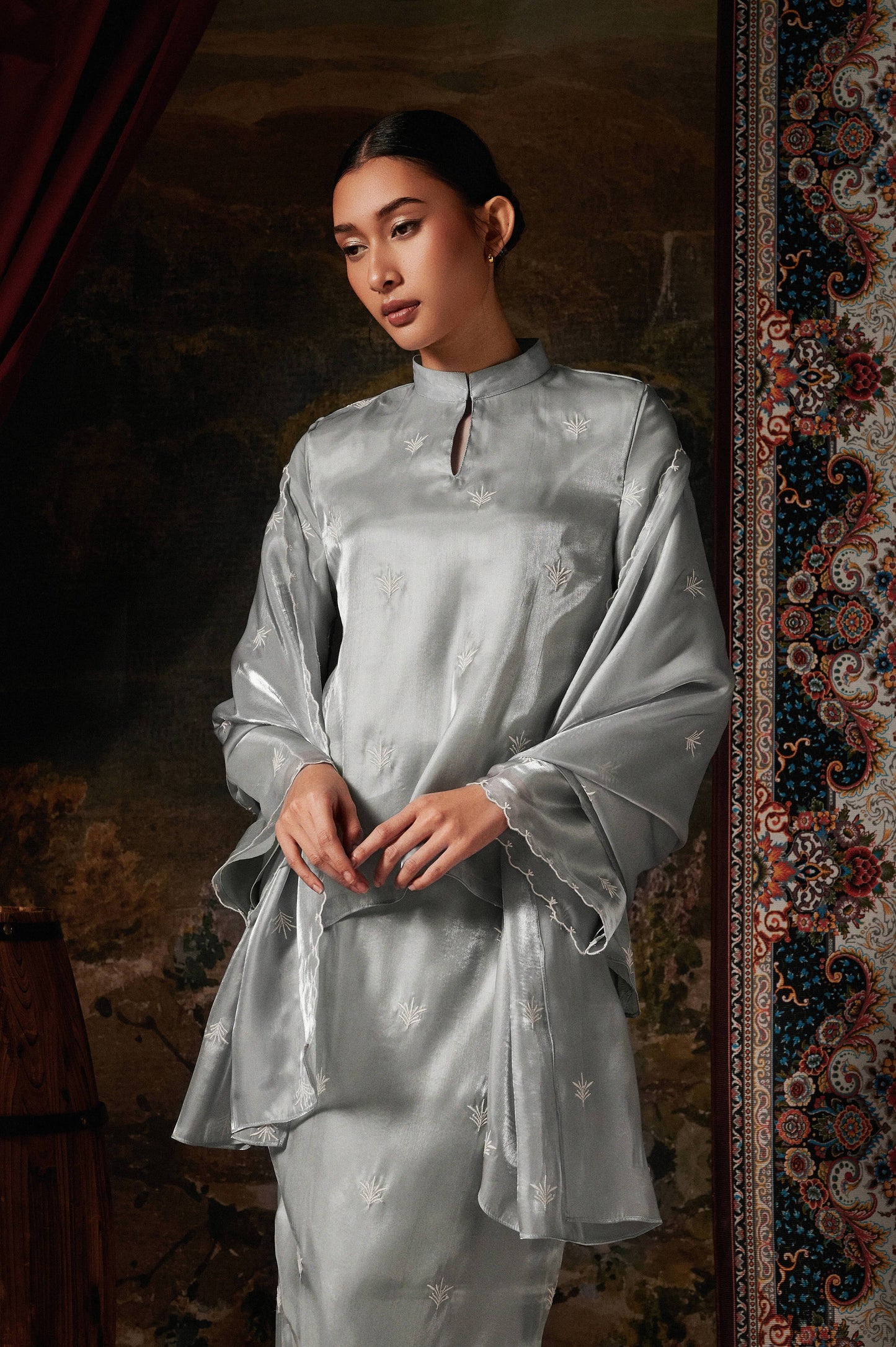 Anastasia Kurung in Silver Sage