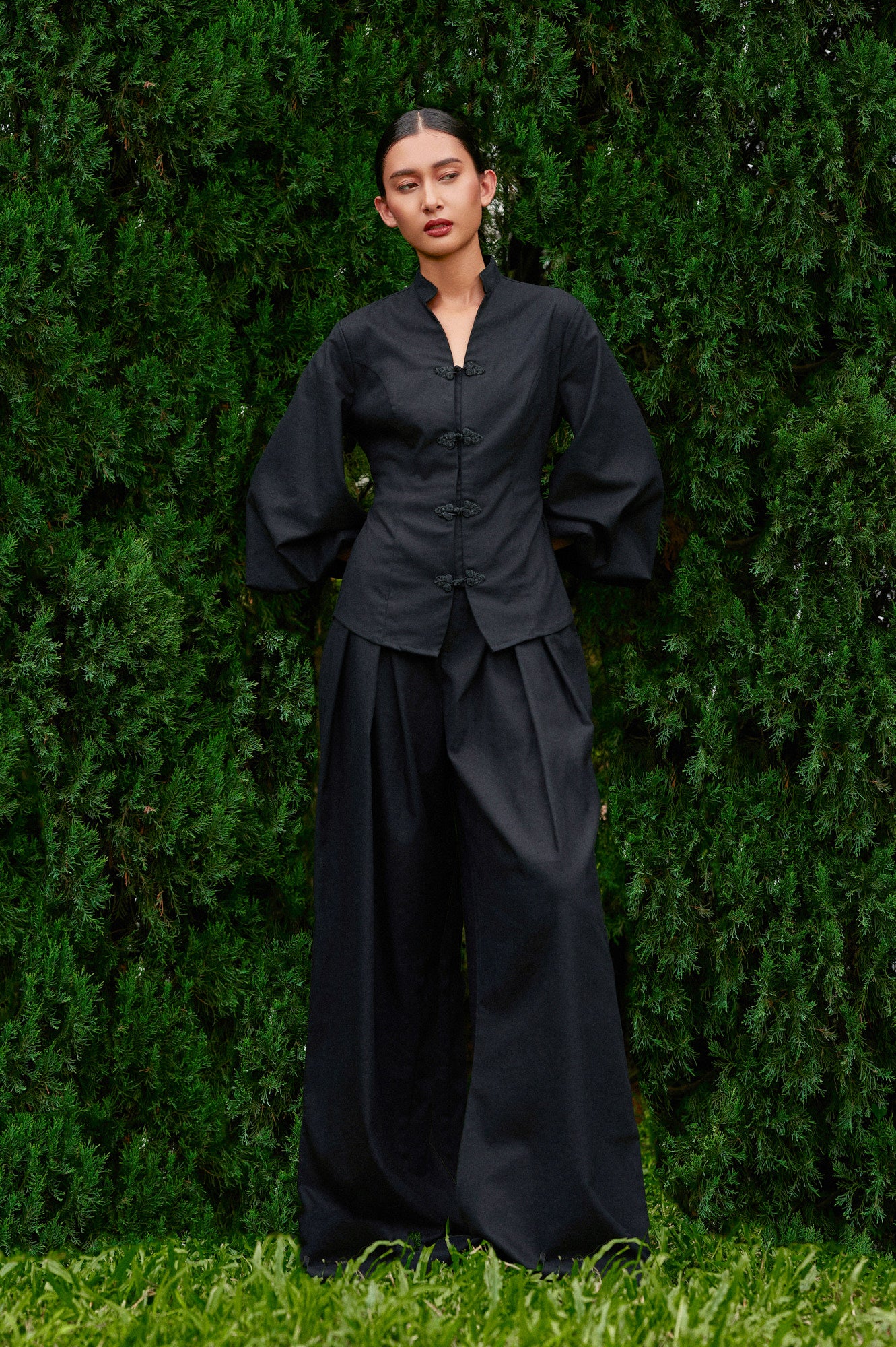 Gianni Cotton-Linen Top in Midnight