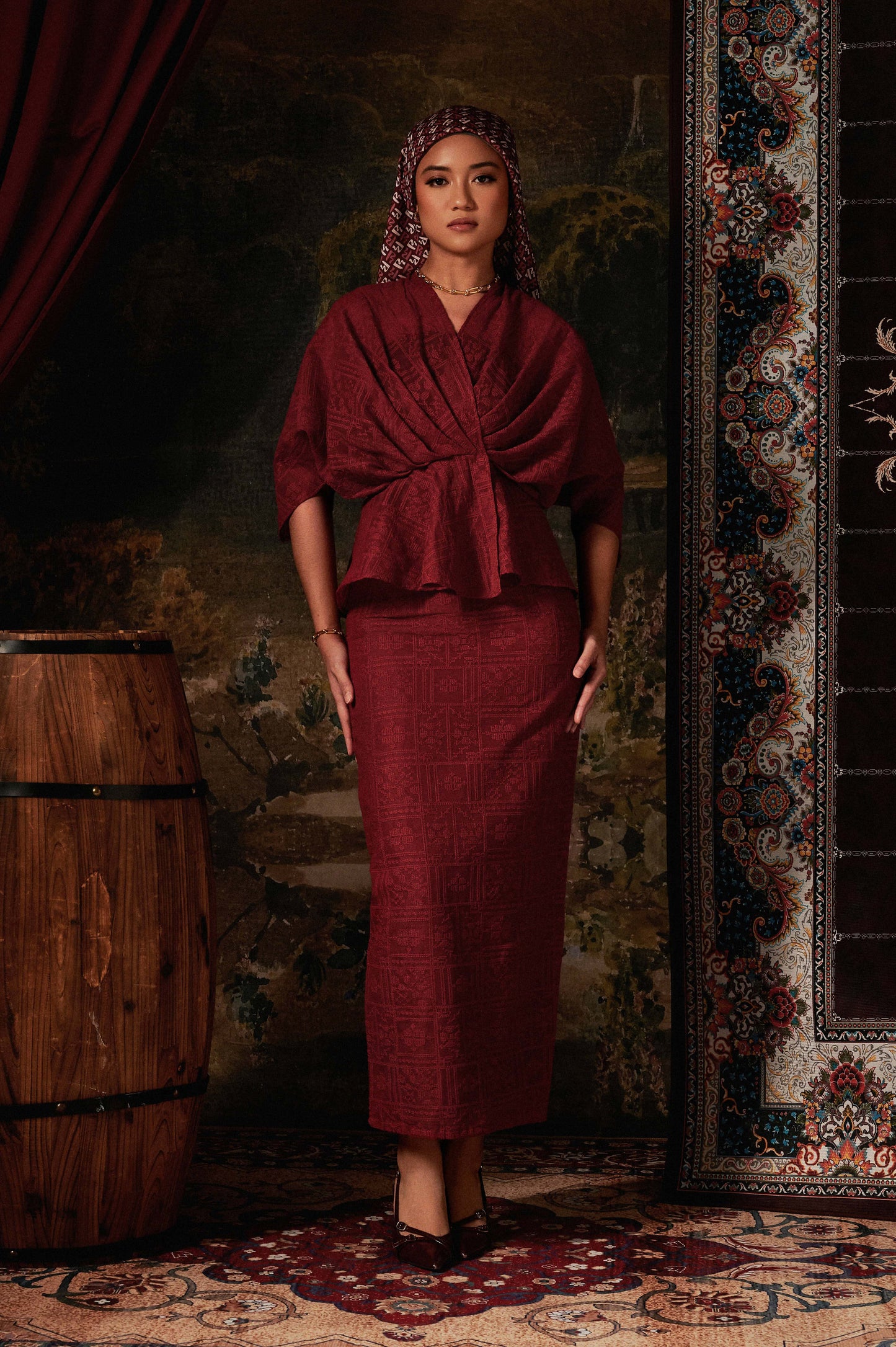 Myrana Kurung in Burgundy