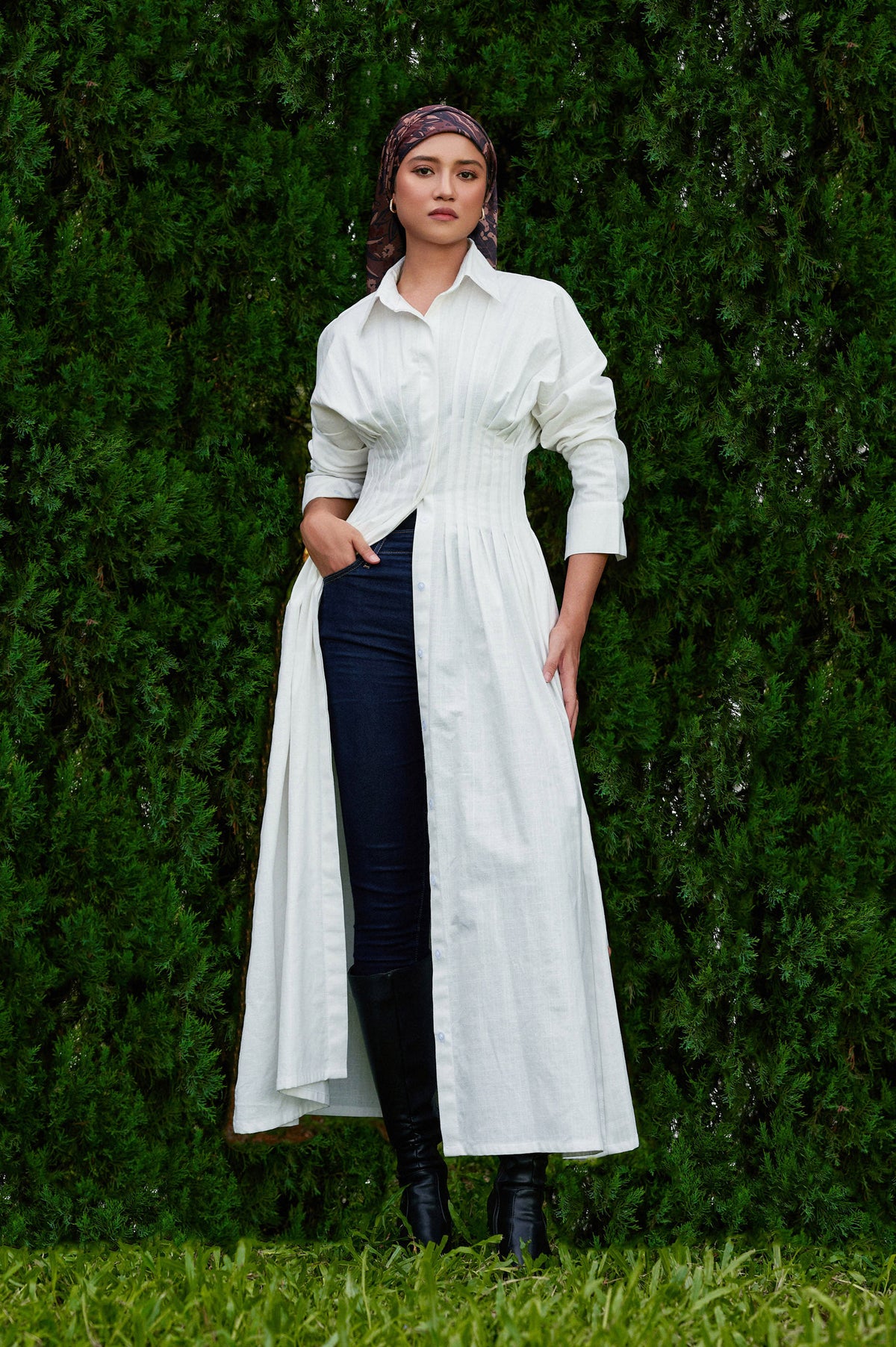 Vera Linen Dress in Off-White