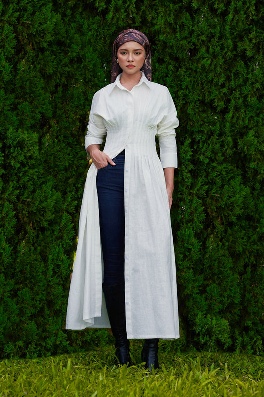 Vera Linen Dress in Off-White