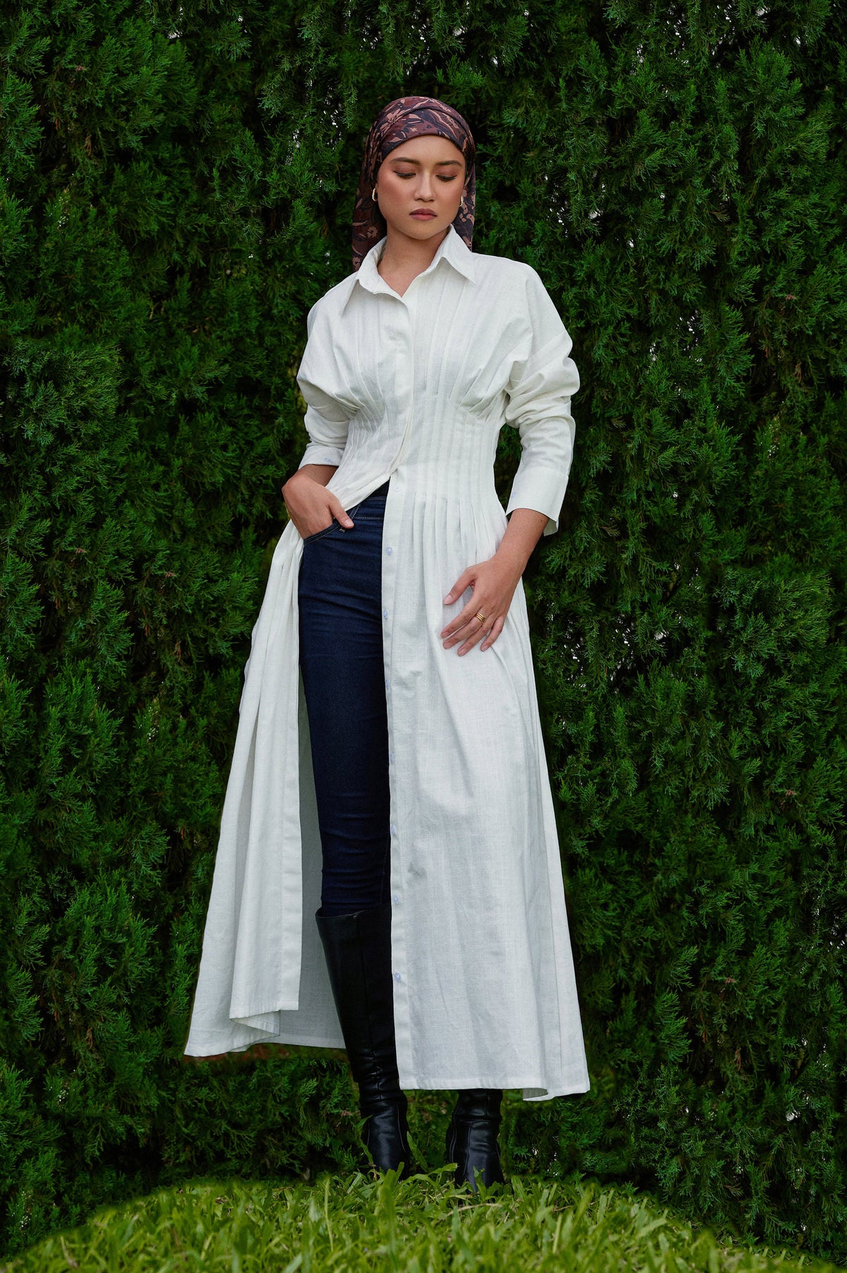 Vera Linen Dress in Off-White