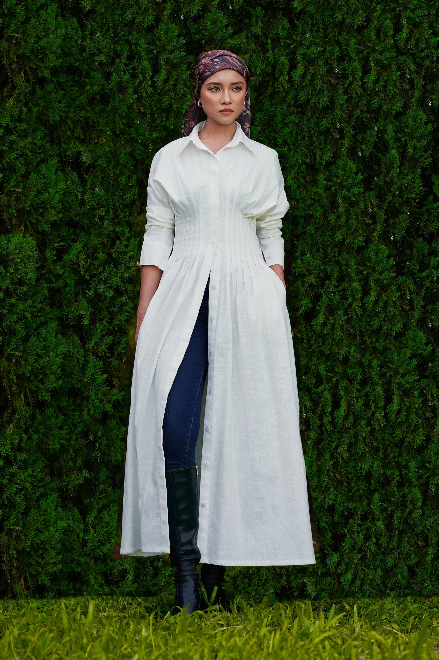 Vera Linen Dress in Off-White