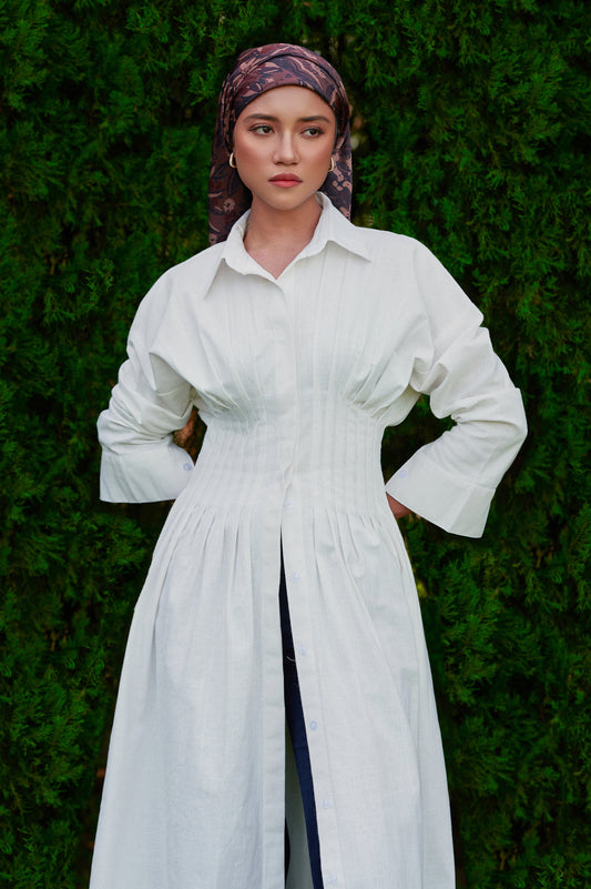 Vera Linen Dress in Off-White