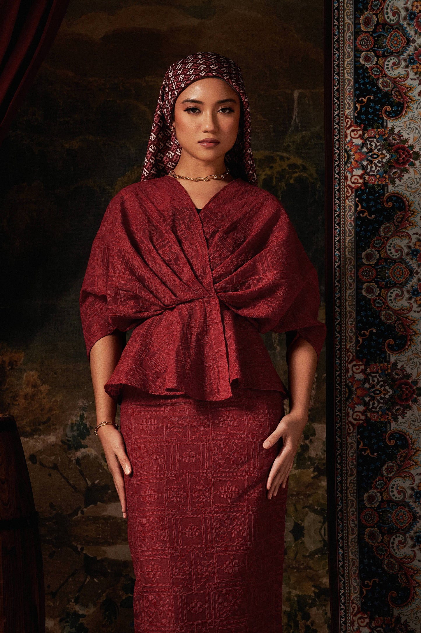 Myrana Kurung in Burgundy