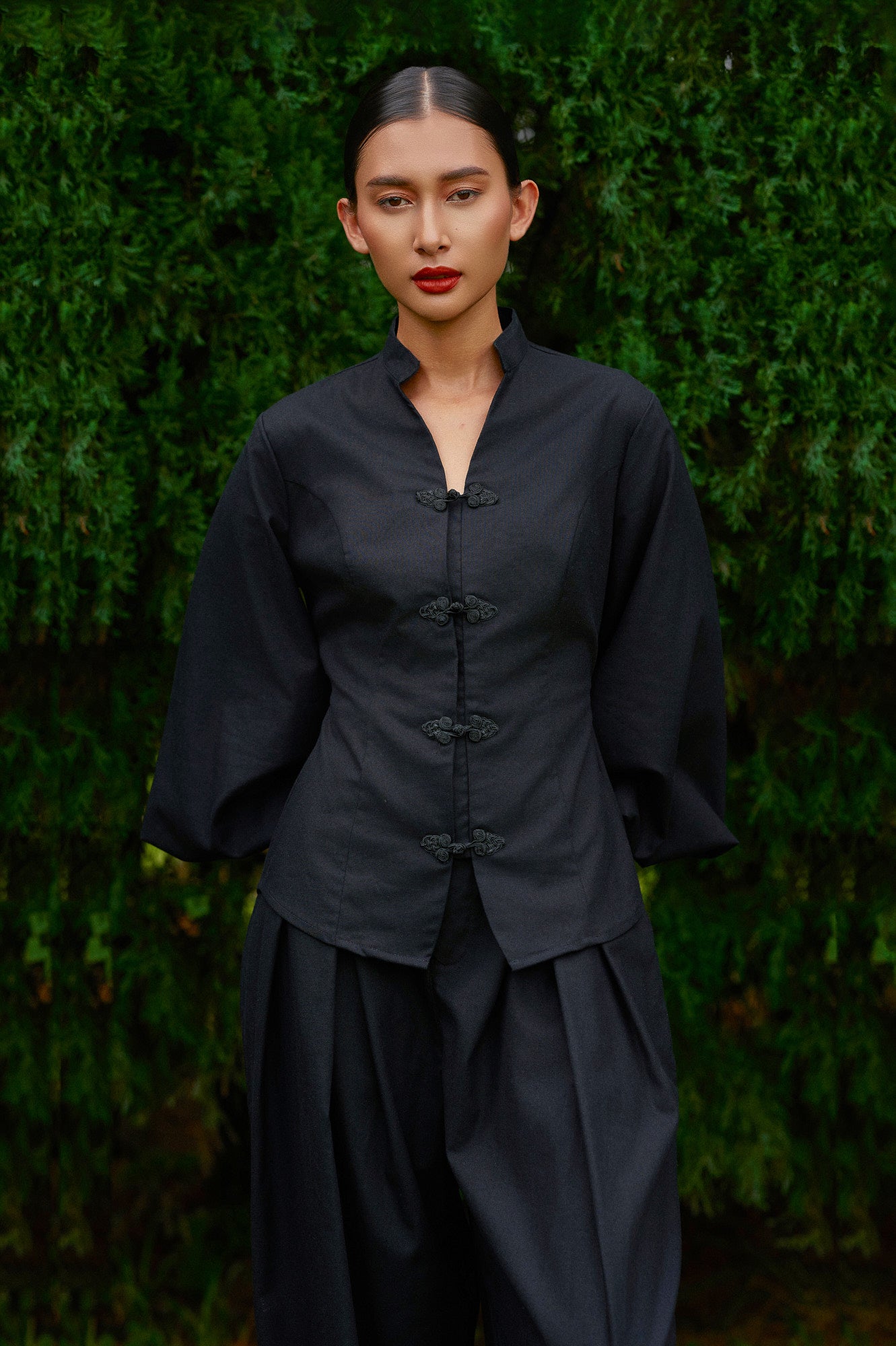 Gianni Cotton-Linen Top in Midnight