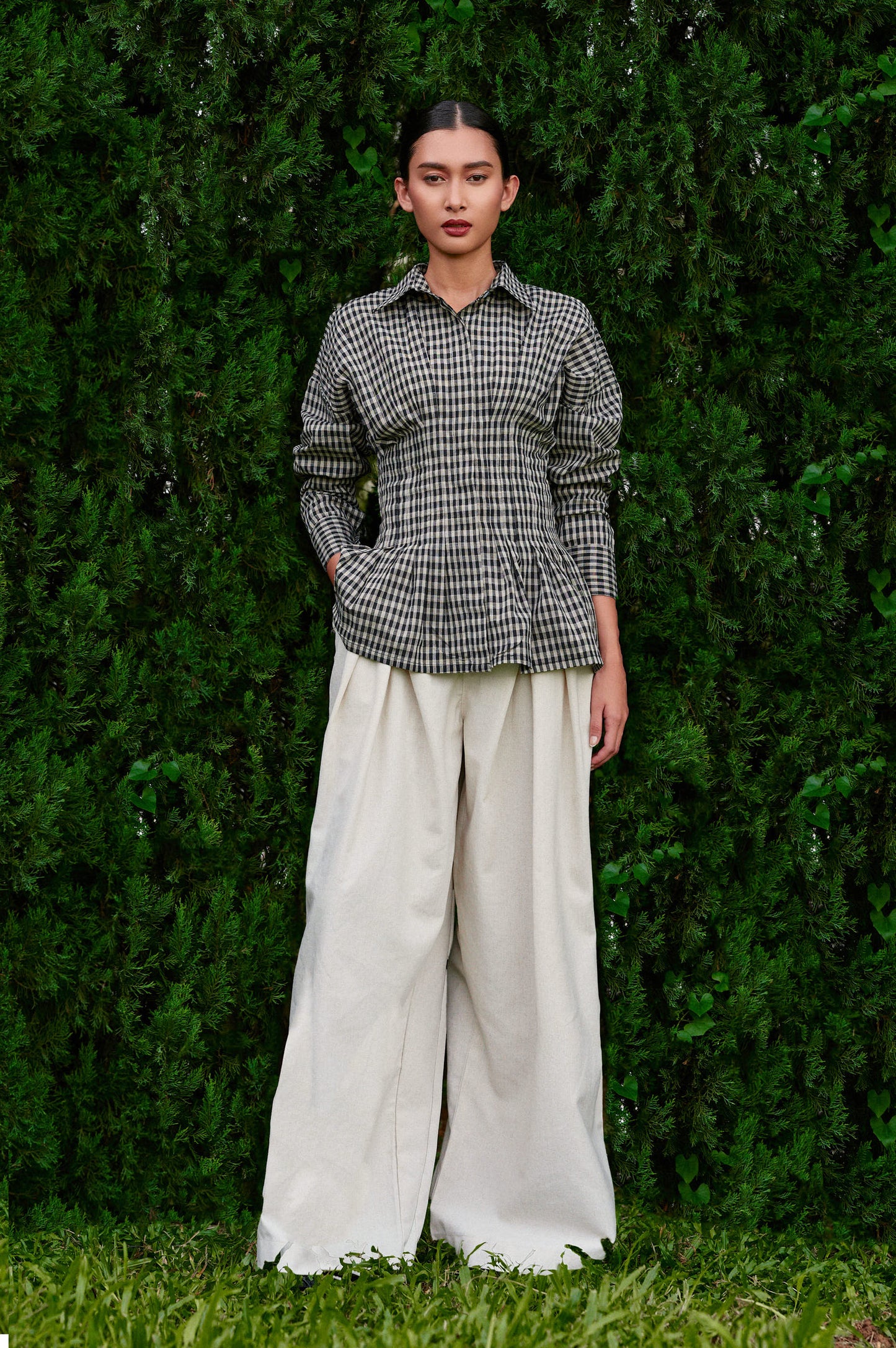 Vera Cotton Gingham Top in Monochrome (Special Edition)
