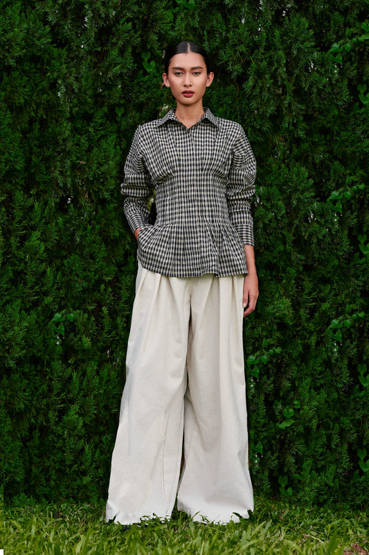 Vera Cotton Gingham Top in Monochrome (Special Edition)