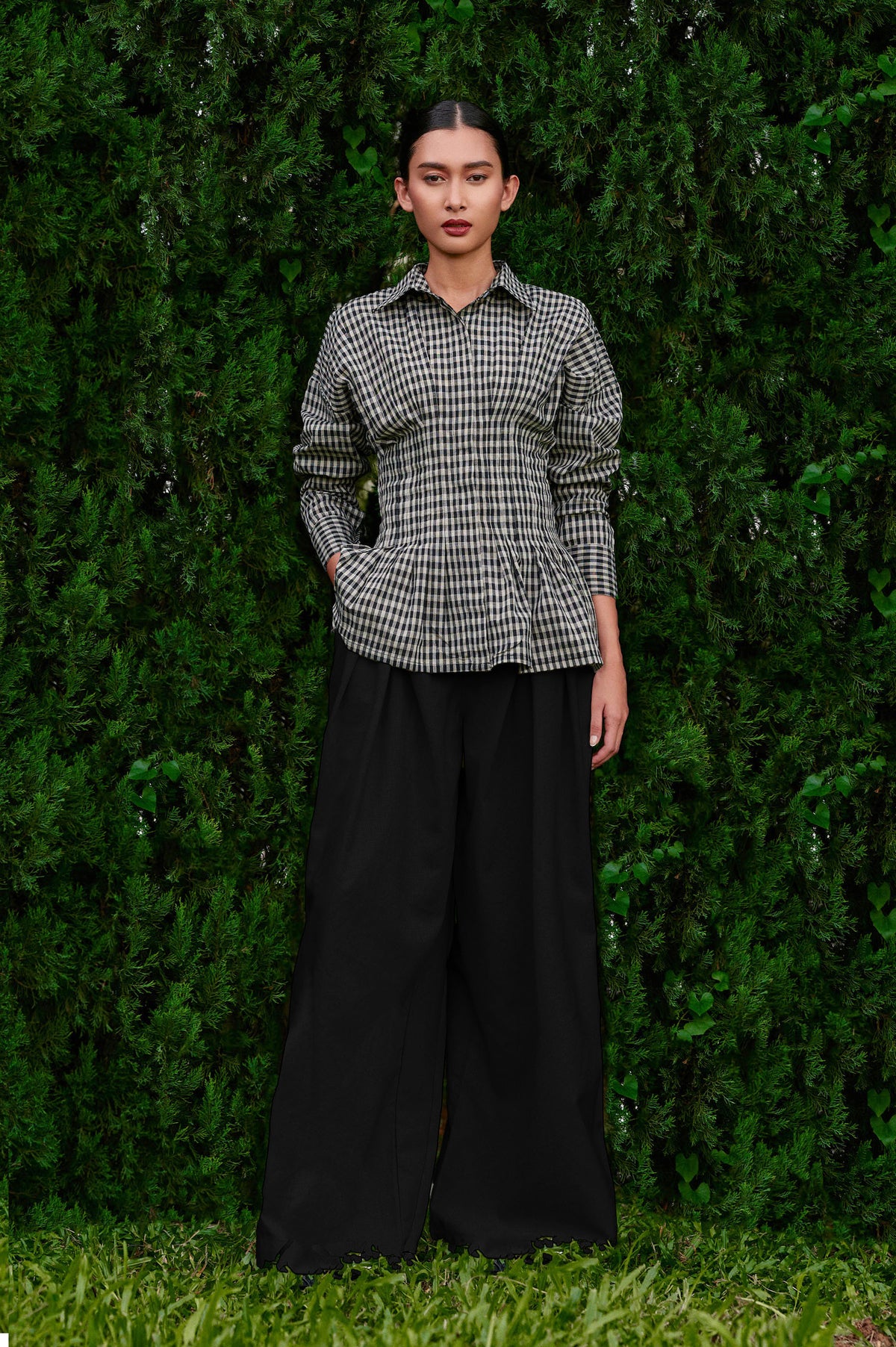 Vera Cotton Gingham Top in Monochrome (Special Edition)