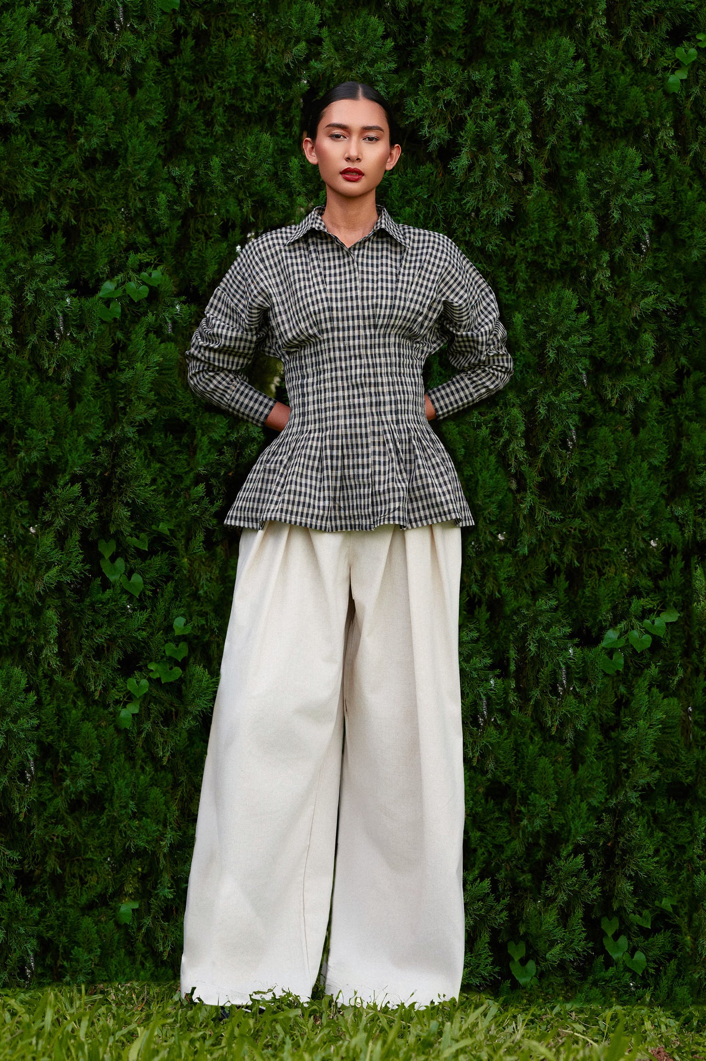Vera Cotton Gingham Top in Monochrome (Special Edition)