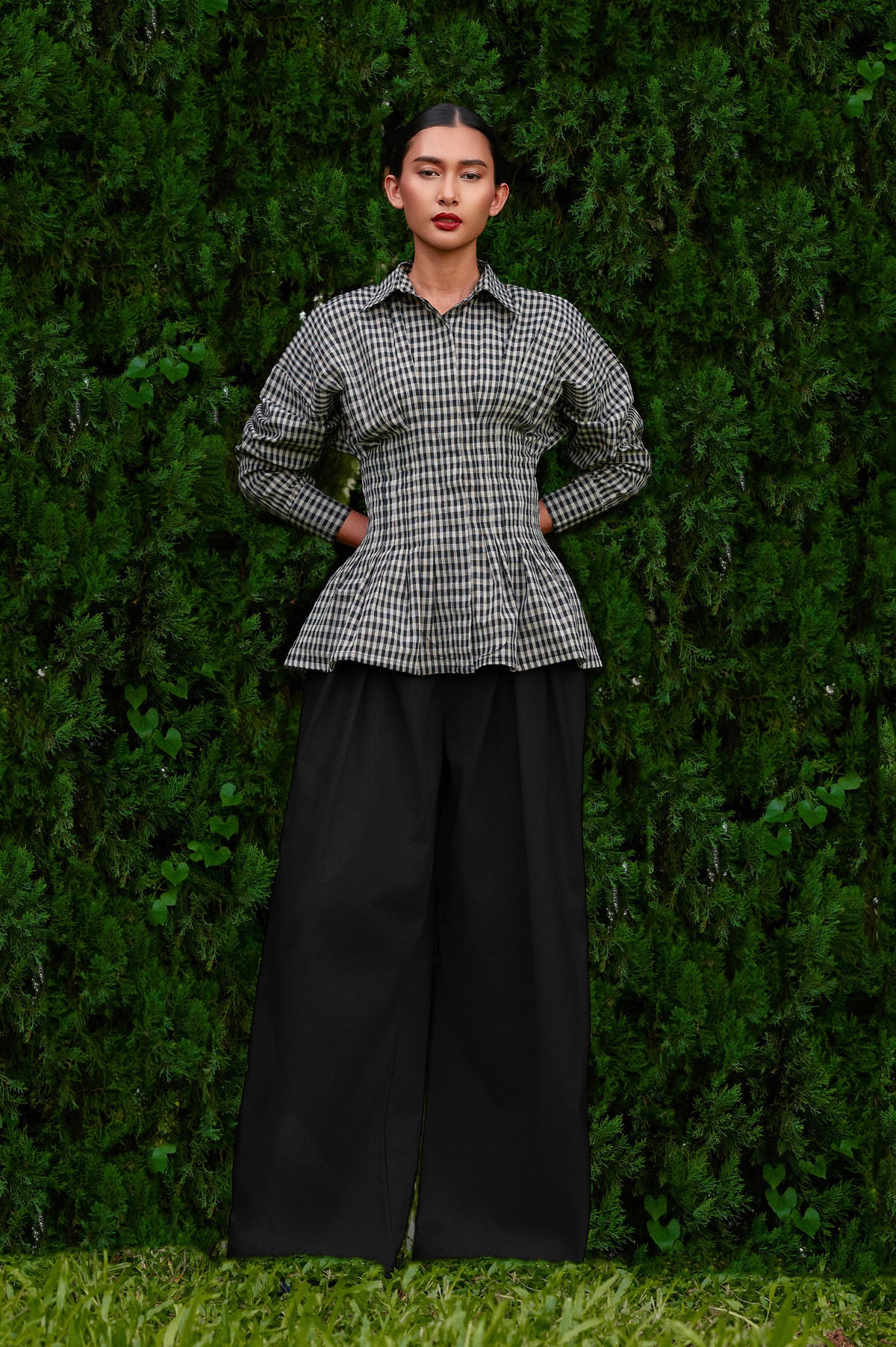Vera Cotton Gingham Top in Monochrome (Special Edition)