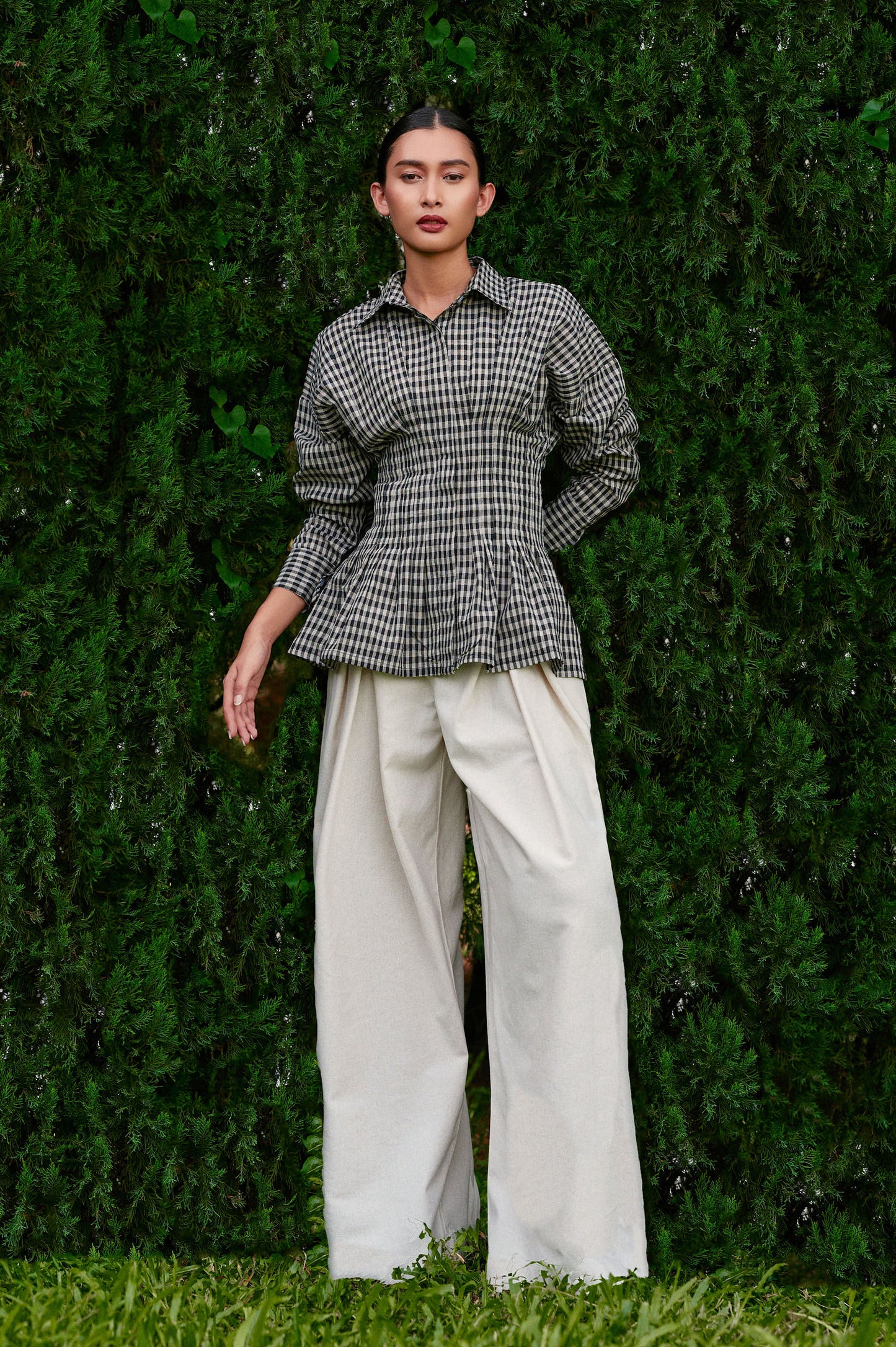 Vera Cotton Gingham Top in Monochrome (Special Edition)