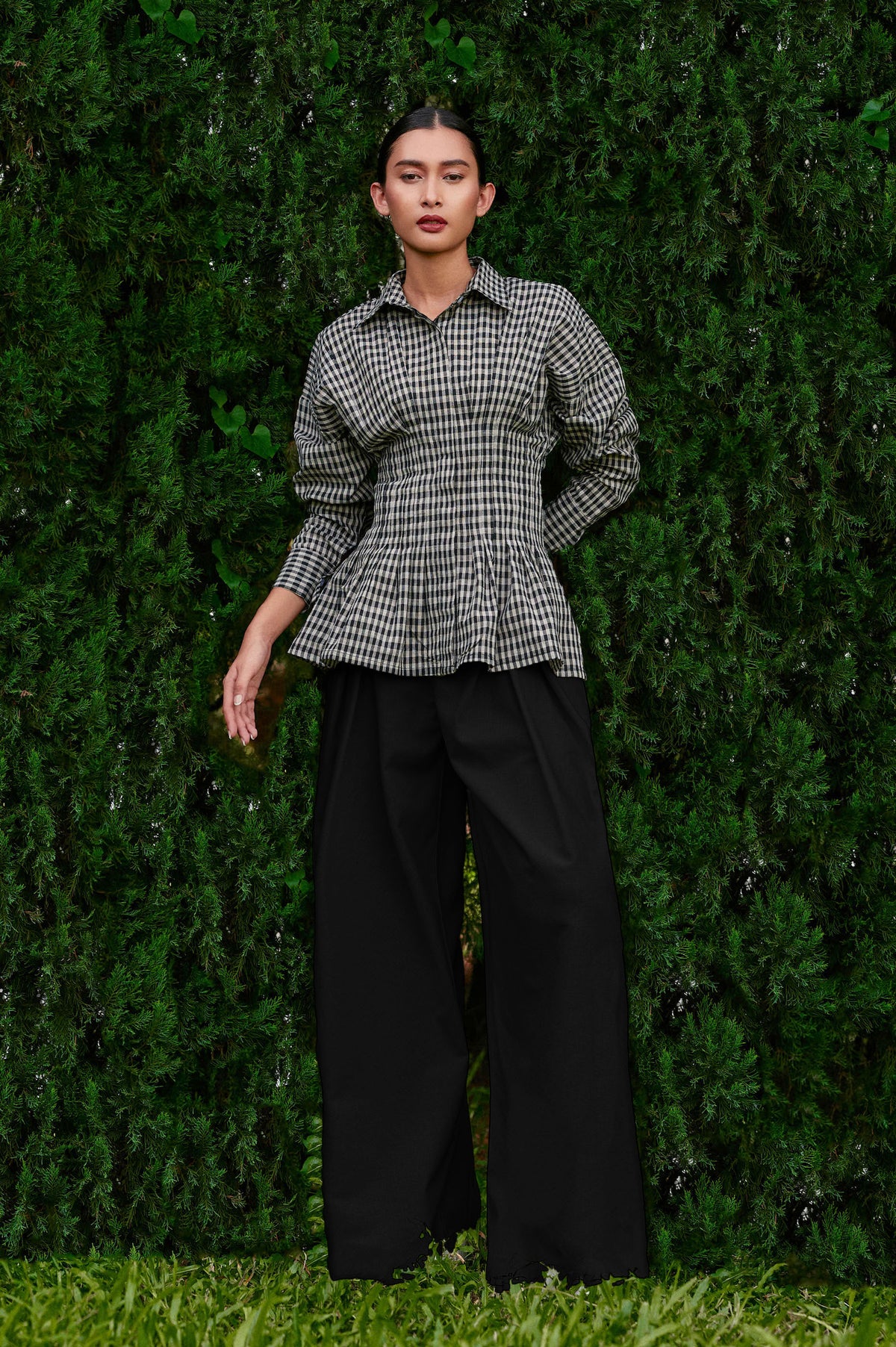 Vera Cotton Gingham Top in Monochrome (Special Edition)