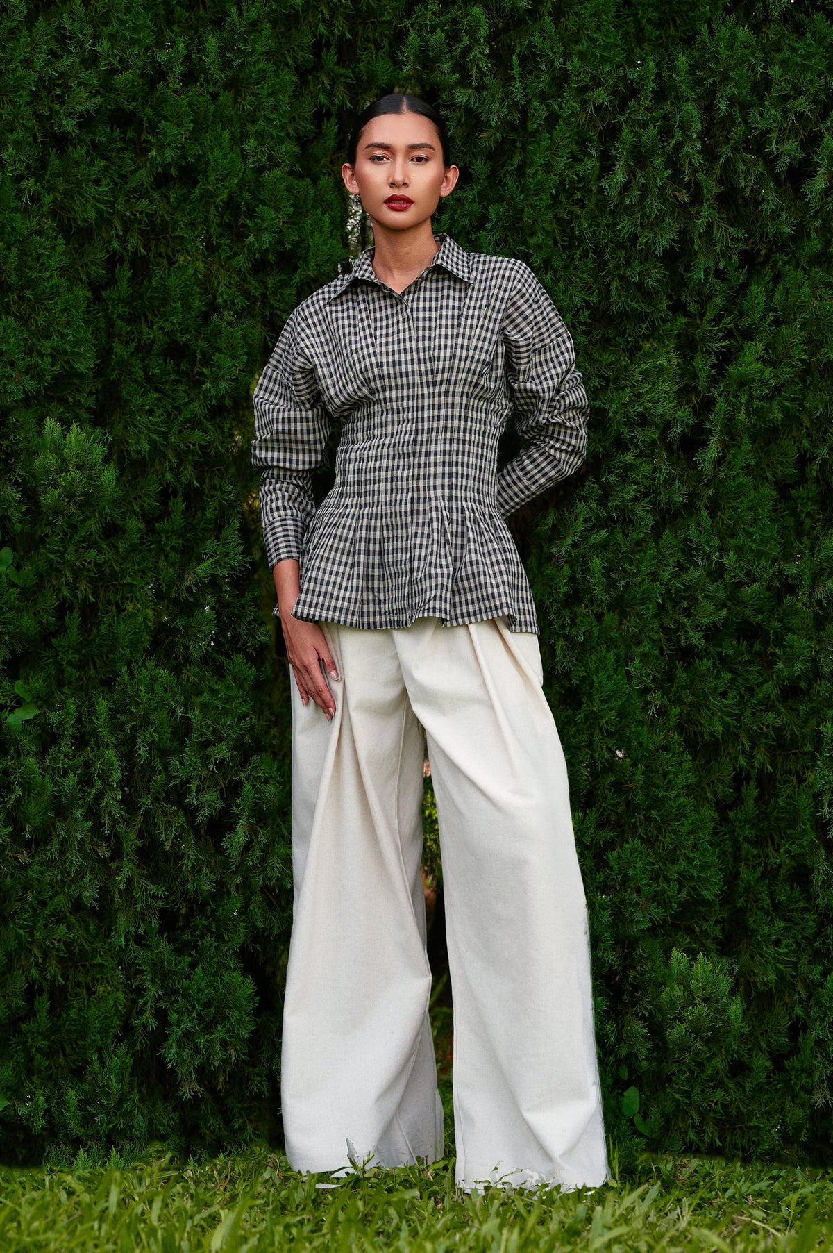 Vera Cotton Gingham Top in Monochrome (Special Edition)