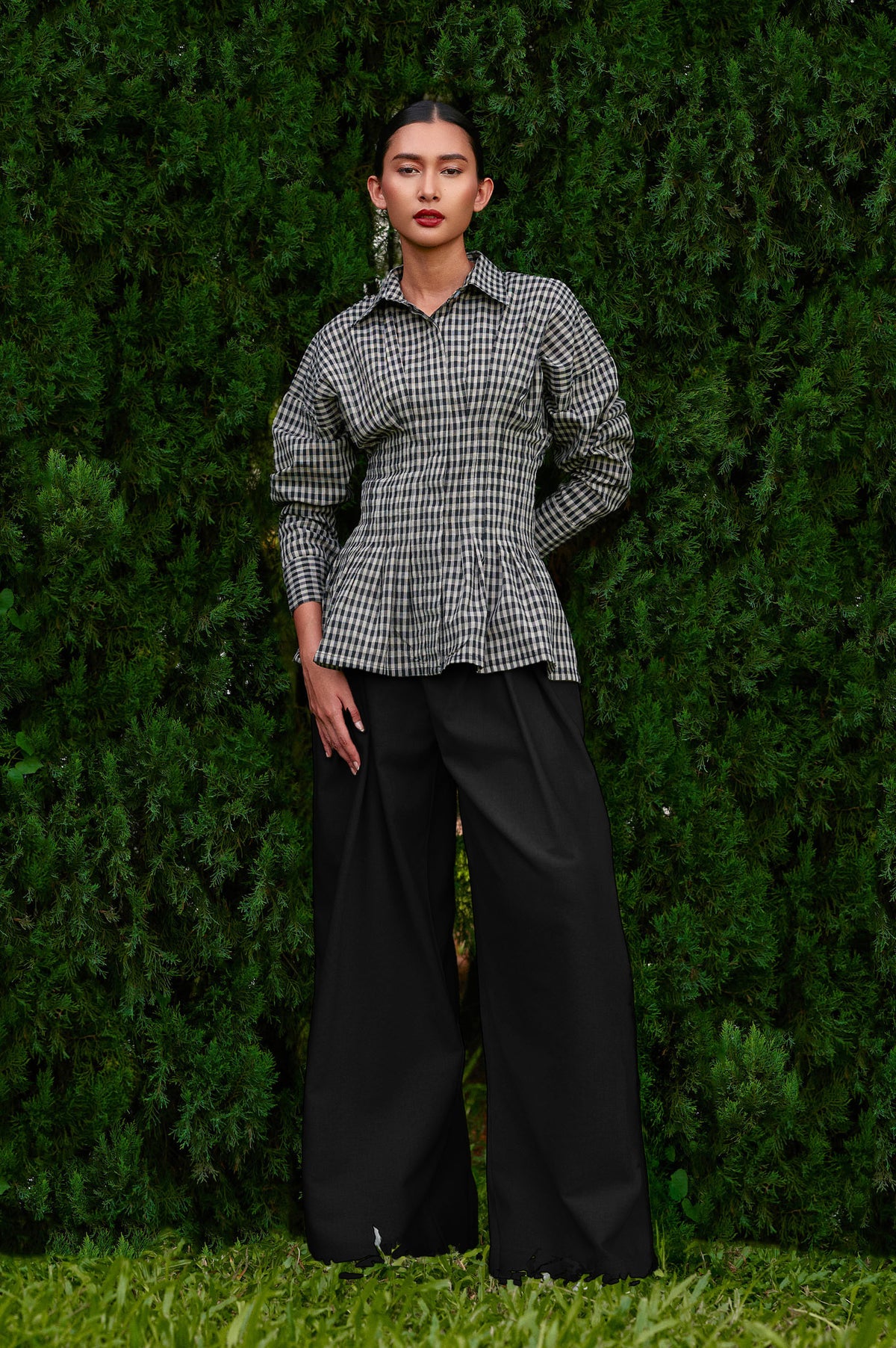 Vera Cotton Gingham Top in Monochrome (Special Edition)