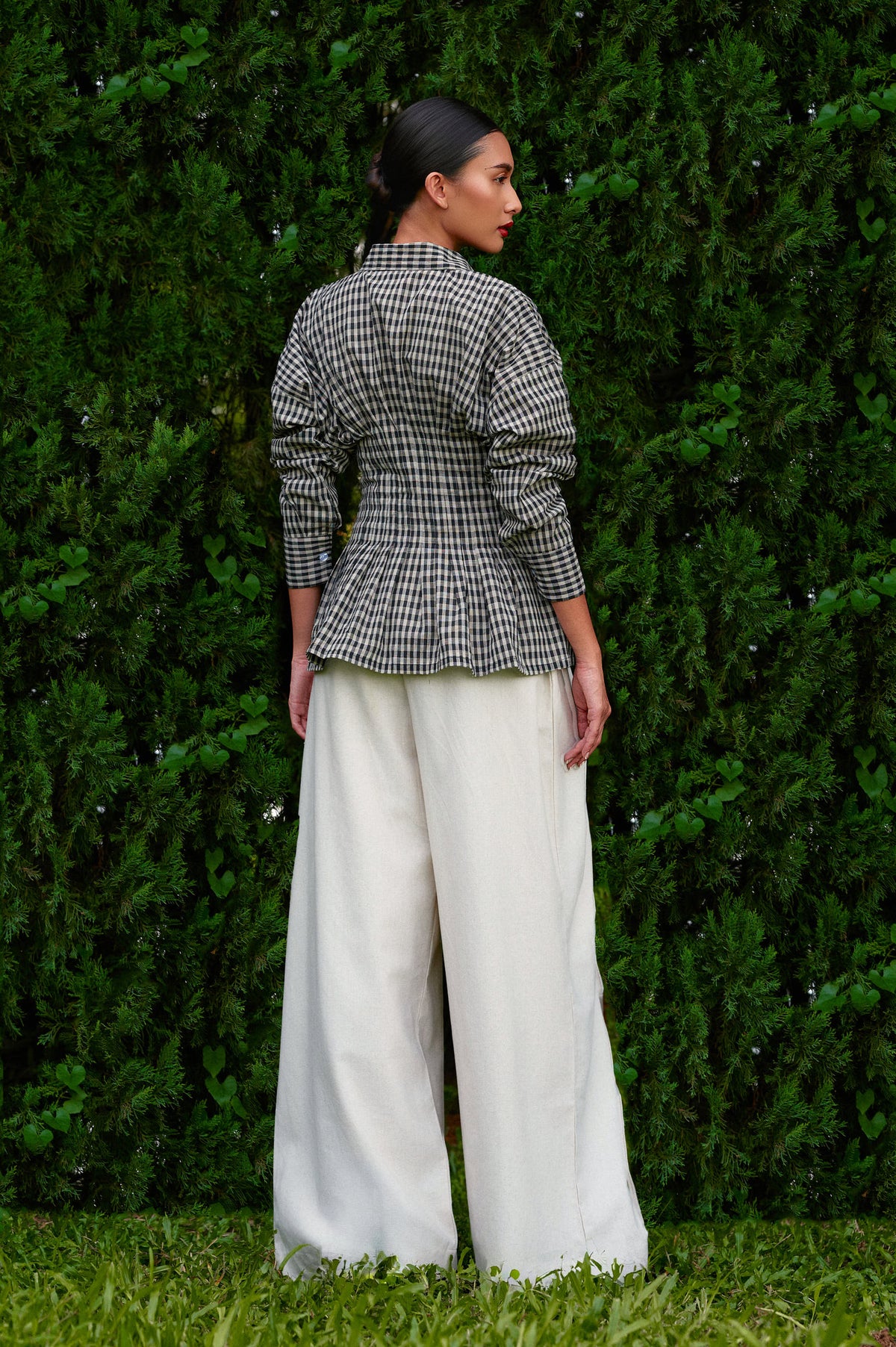 Vera Cotton Gingham Top in Monochrome (Special Edition)
