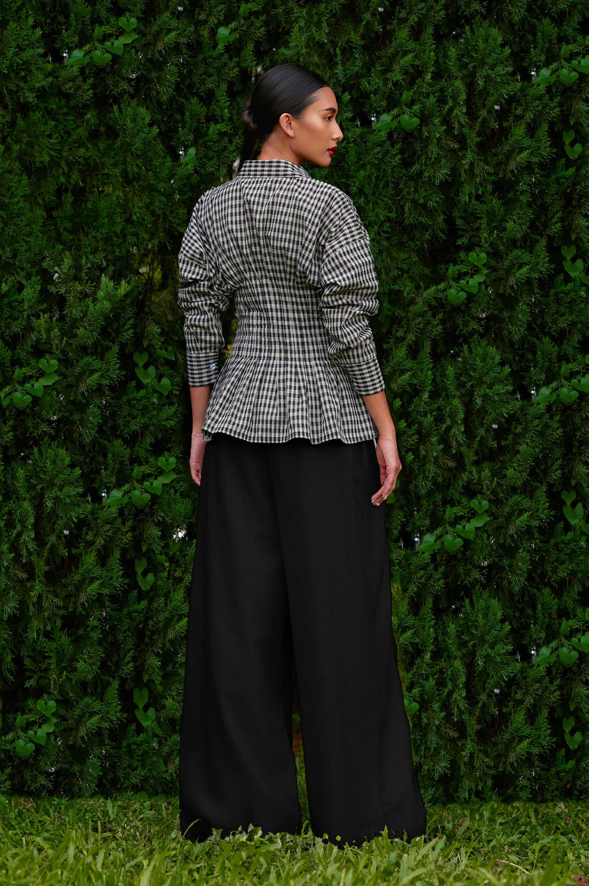 Vera Cotton Gingham Top in Monochrome (Special Edition)