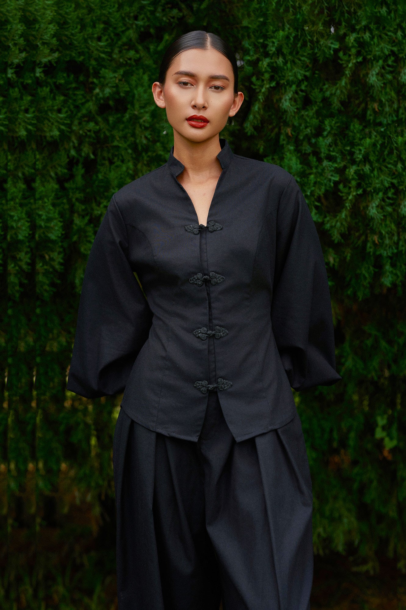 Gianni Cotton-Linen Top in Midnight