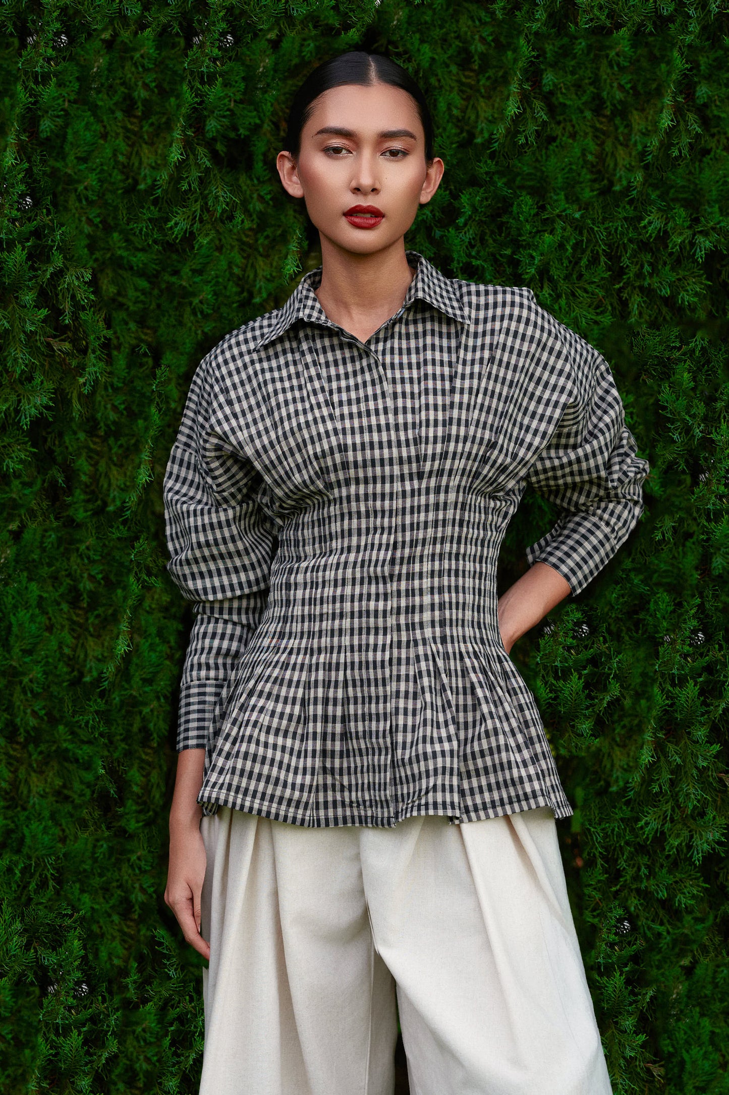 Vera Cotton Gingham Top in Monochrome (Special Edition)