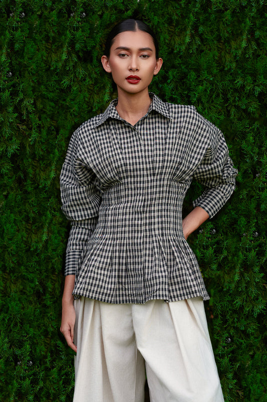 Vera Cotton Gingham Top in Monochrome (Special Edition)