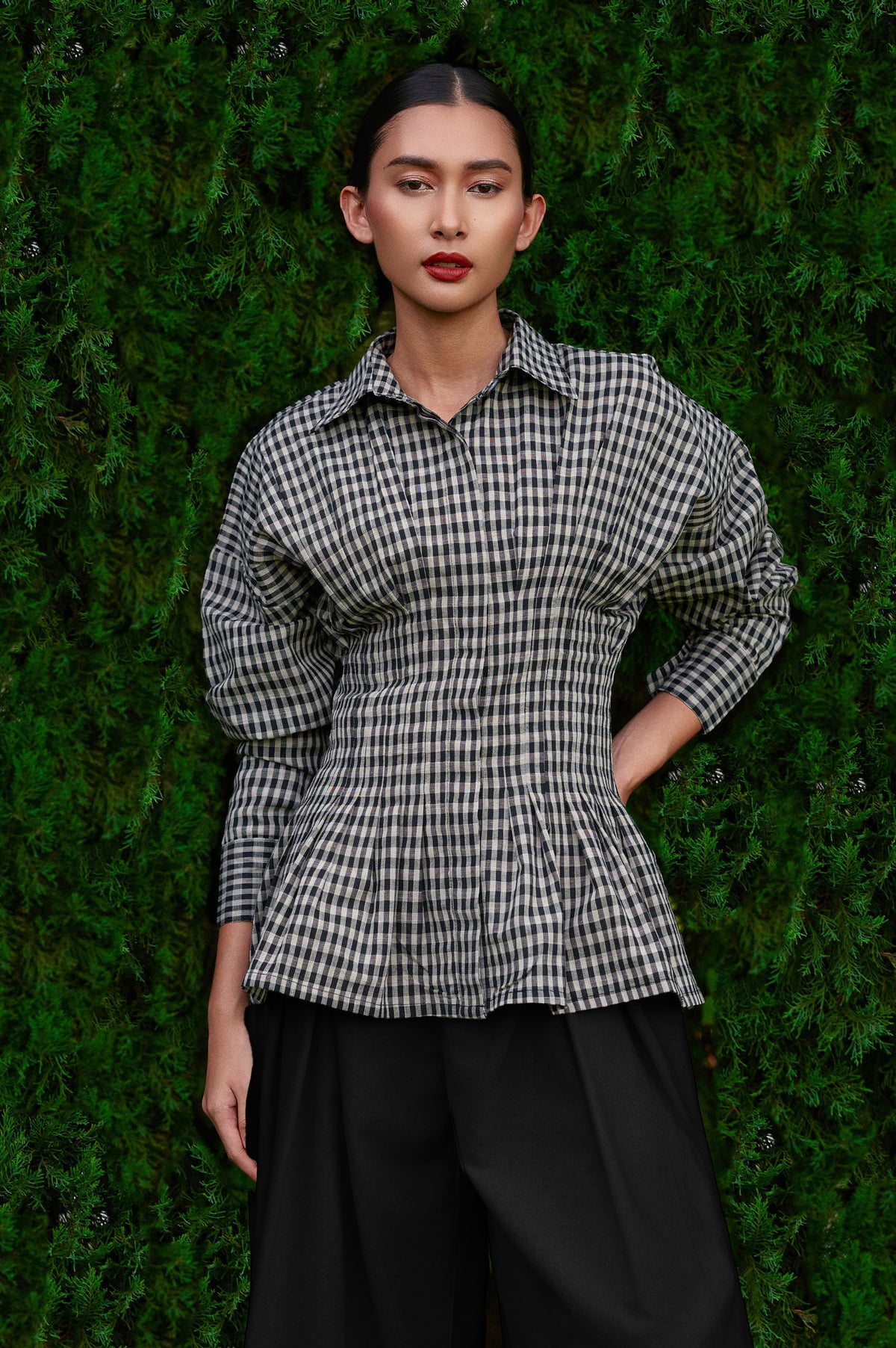 Vera Cotton Gingham Top in Monochrome (Special Edition)