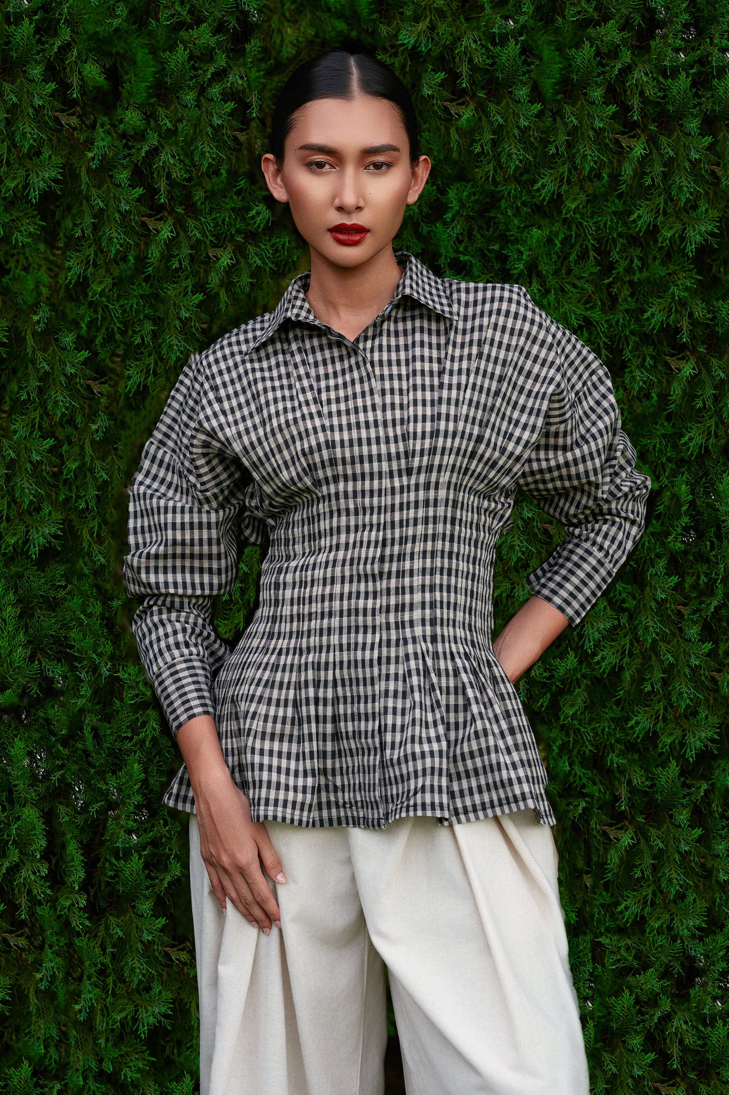 Vera Cotton Gingham Top in Monochrome (Special Edition)