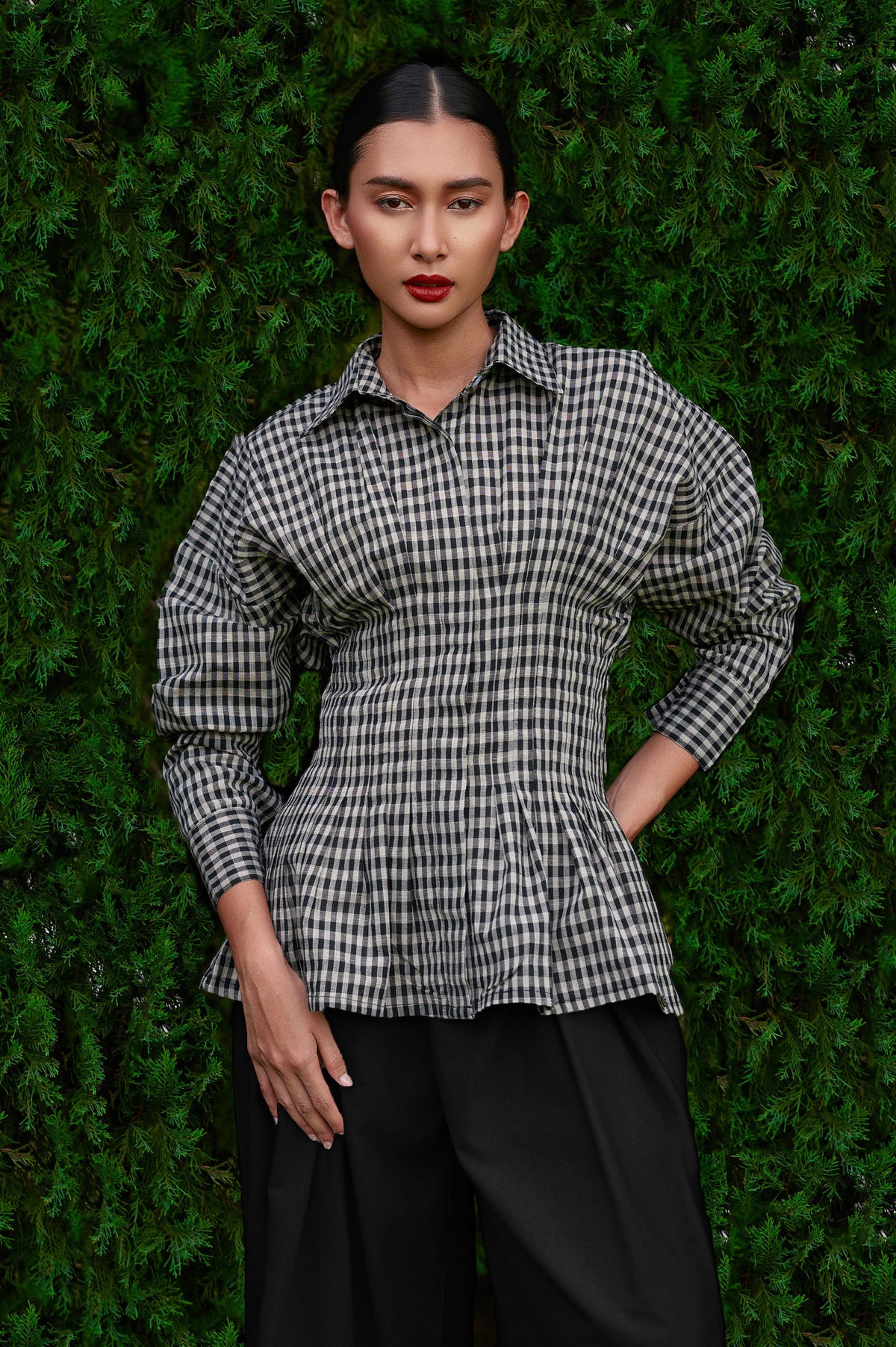 Vera Cotton Gingham Top in Monochrome (Special Edition)