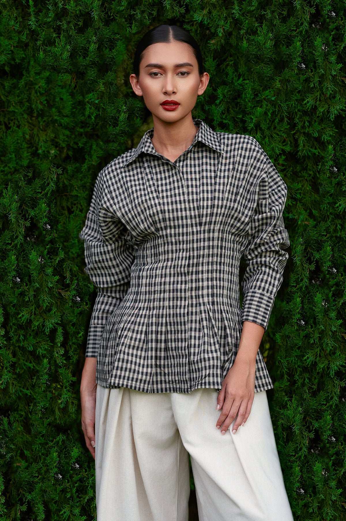 Vera Cotton Gingham Top in Monochrome (Special Edition)