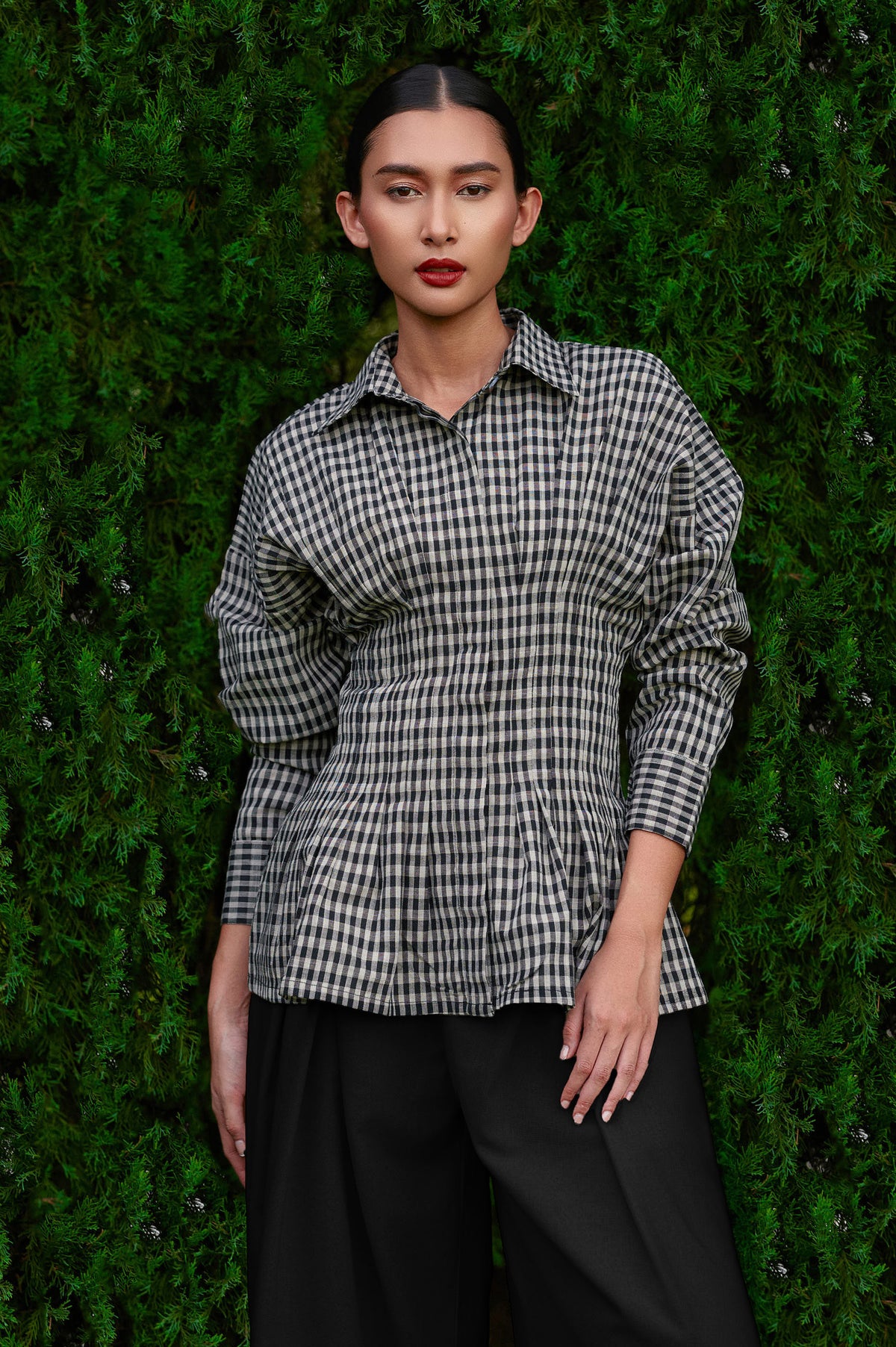 Vera Cotton Gingham Top in Monochrome (Special Edition)